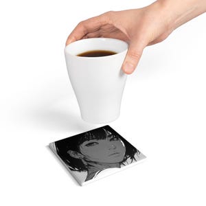 Artistic Ceramic Coaster Set, Unique Home Decor, Gift for Art Lovers, Coasters for Coffee Tables, Black and White Aesthetic