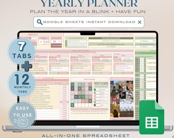 Jahr auf einen Blick Tabelle Habit Tracker Jährliche Absichten Überblick Reflection 2026 Digitaler Planer Ultimativer Aufgabenplaner