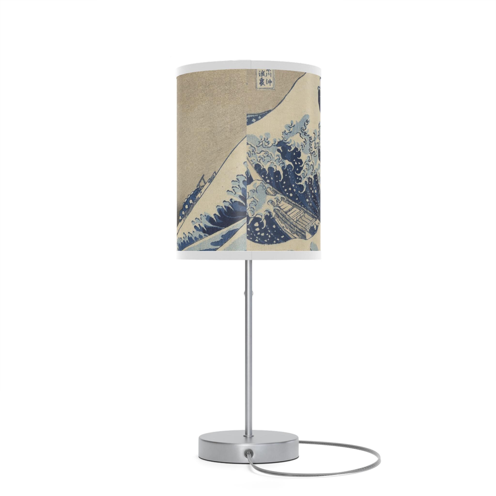 Katsushika Hokusai "The Great Wave off Kanagawa" Table Lamp - Japanese Ukiyo-e Art Light with Mount Fuji - Zen Japandi Home Decor Gift - Detailed view 5 showing the premium acrylic print quality and craftsmanship