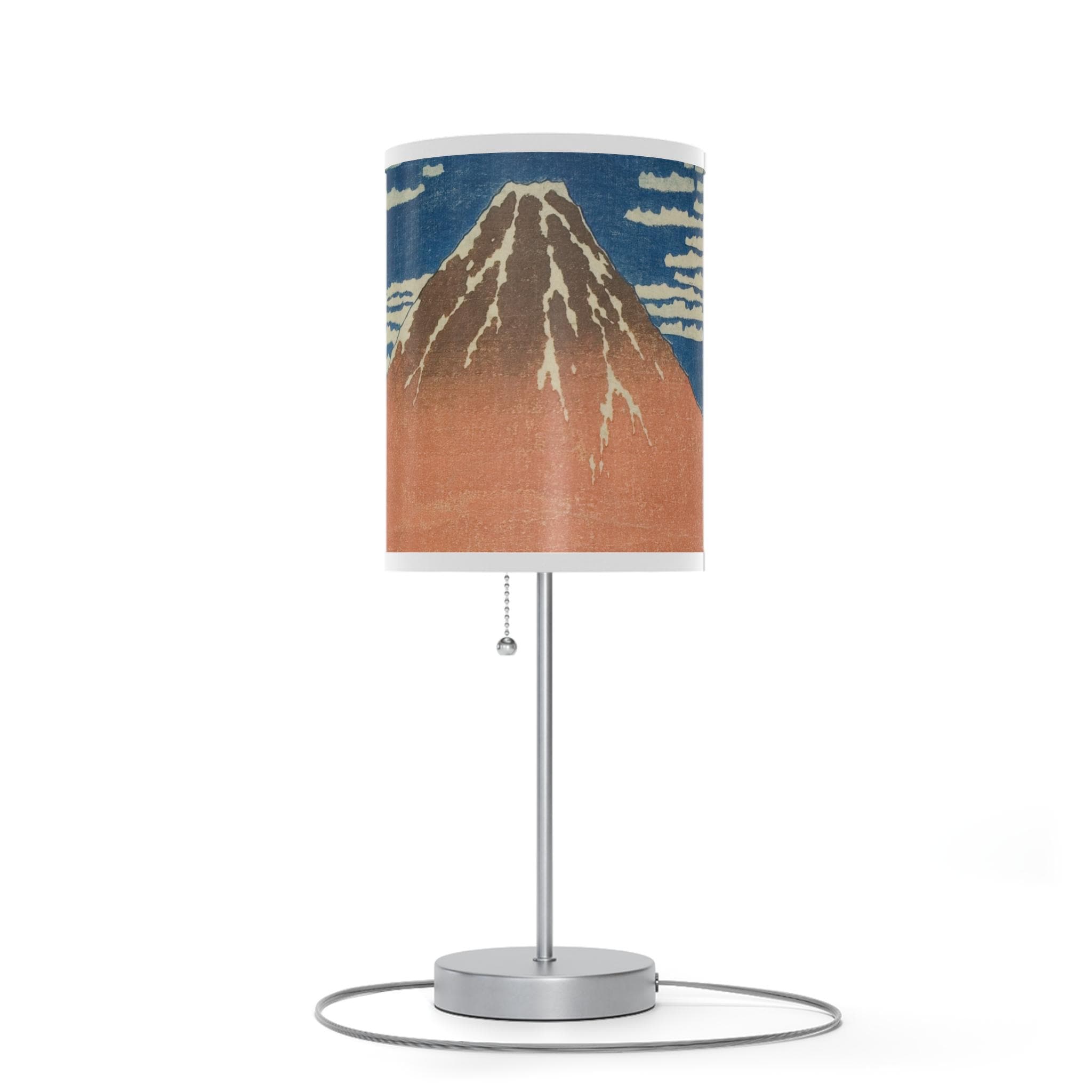 Red Fuji Table Lamp - Katsushika Hokusai Japanese Woodblock Art - Ukiyo-e Mount Fuji Print Light for Zen Japandi Interior Home Decor - Detailed view 4 showing the premium acrylic print quality and craftsmanship