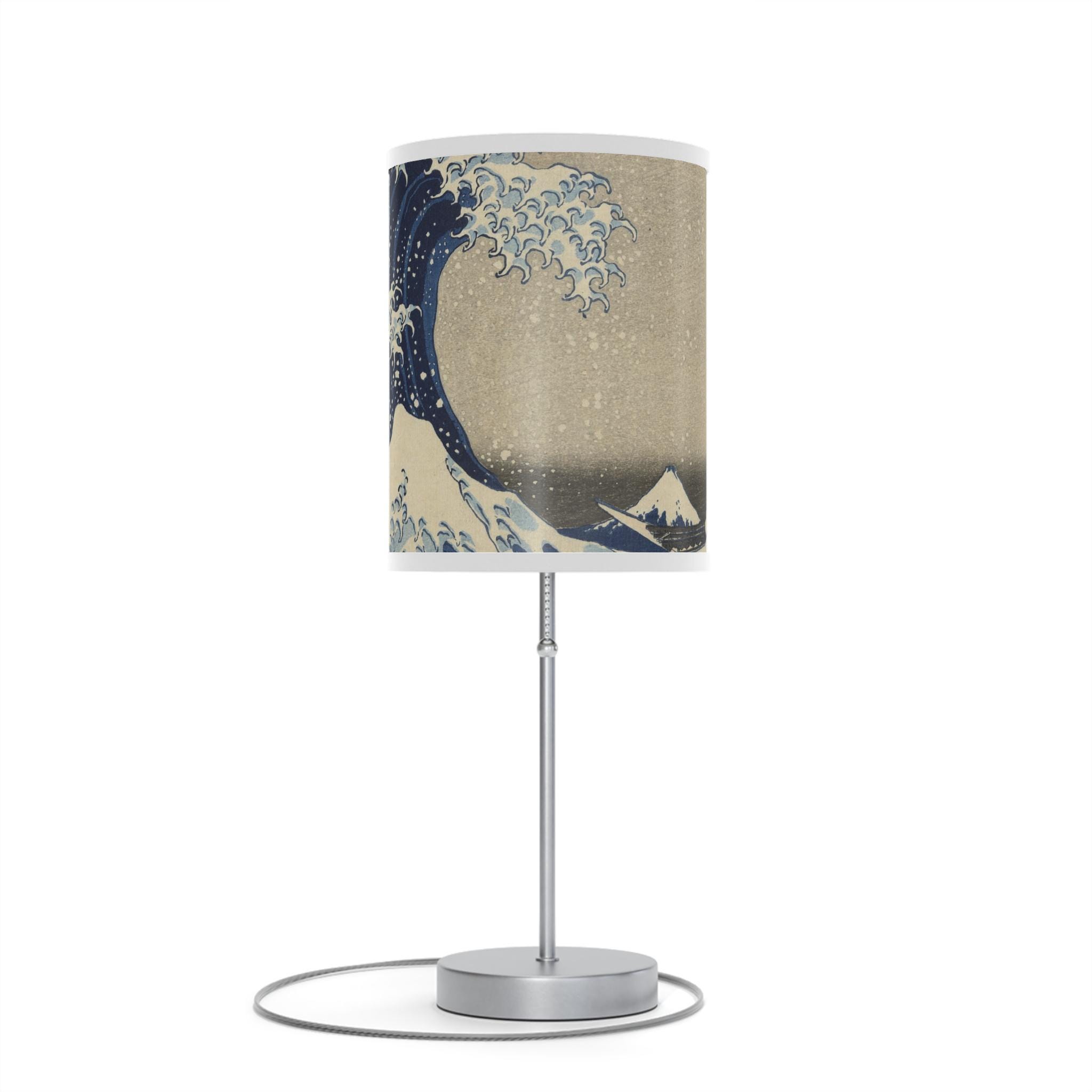Katsushika Hokusai "The Great Wave off Kanagawa" Table Lamp - Japanese Ukiyo-e Art Light with Mount Fuji - Zen Japandi Home Decor Gift - Detailed view 2 showing the premium acrylic print quality and craftsmanship
