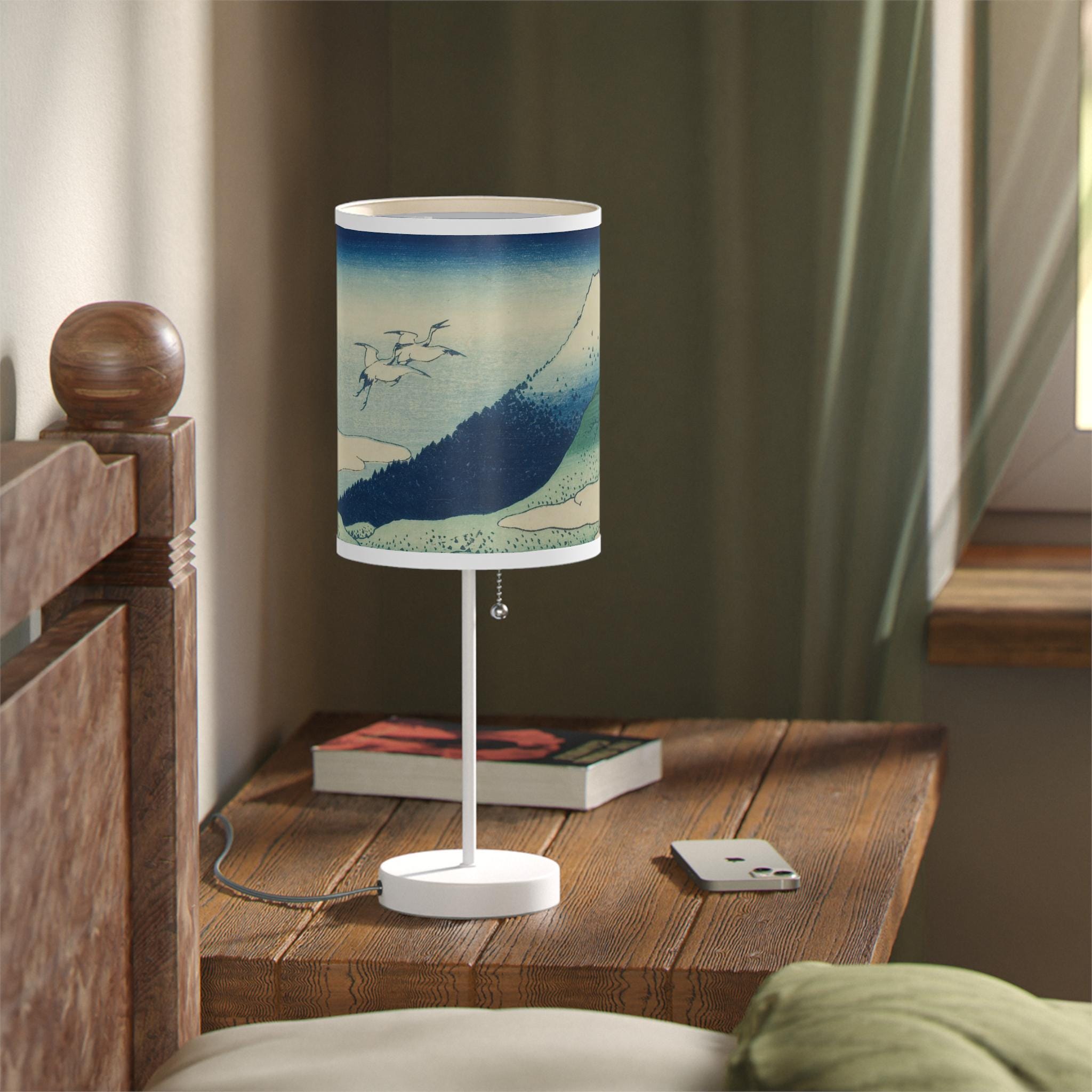 Hokusai Art Table Lamp - Katsushika Hokusai Japanese Woodblock Art - Ukiyo-e Mount Fuji Print Light for Zen Japandi Interior Home Decor - Detailed view 9 showing the premium acrylic print quality and craftsmanship