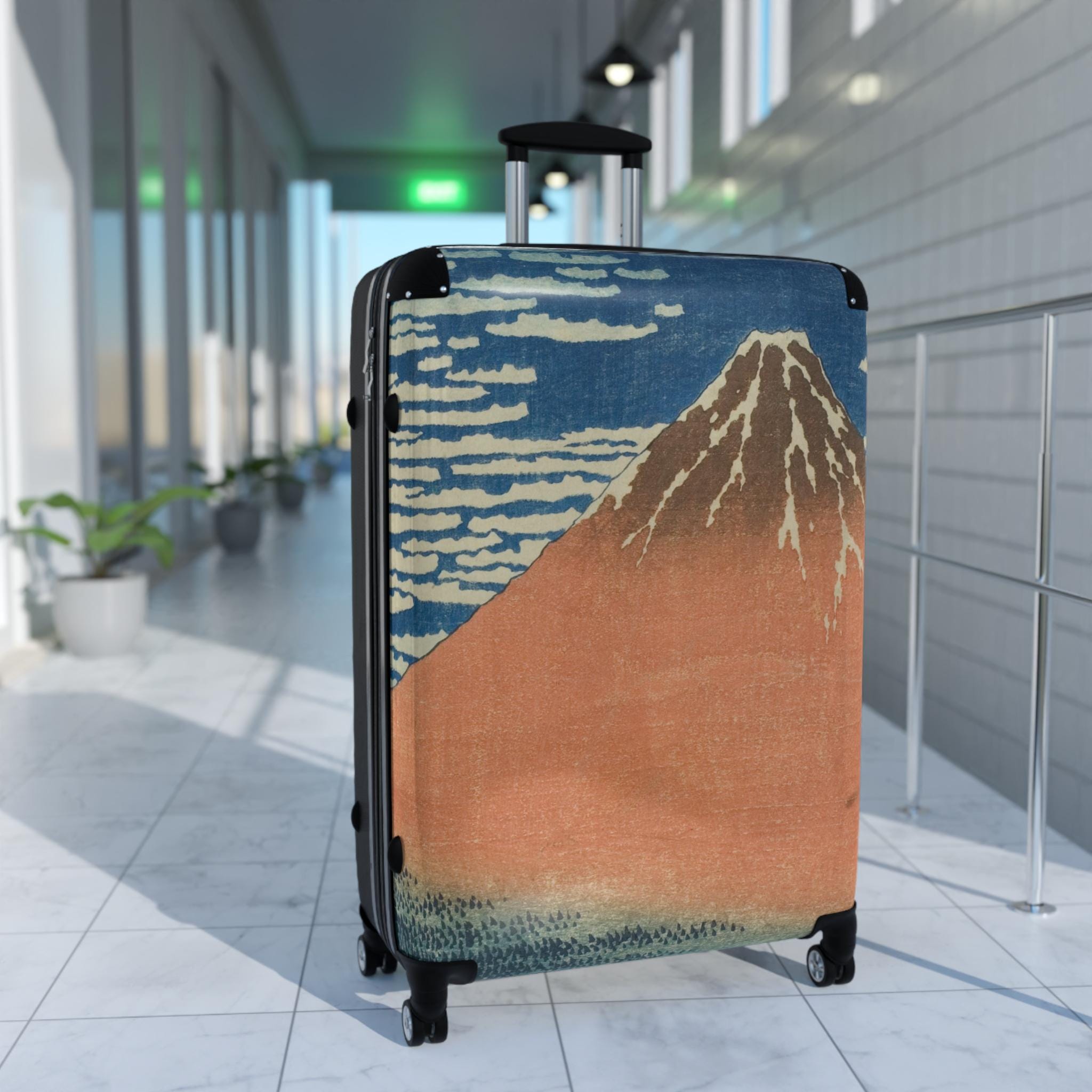 Red Fuji Suitcase - Katsushika Hokusai Japanese Ukiyo-e Art Carry-On - Mount Fuji Edo Japan Print Luggage Gift - Detailed view 2 showing the premium acrylic print quality and craftsmanship