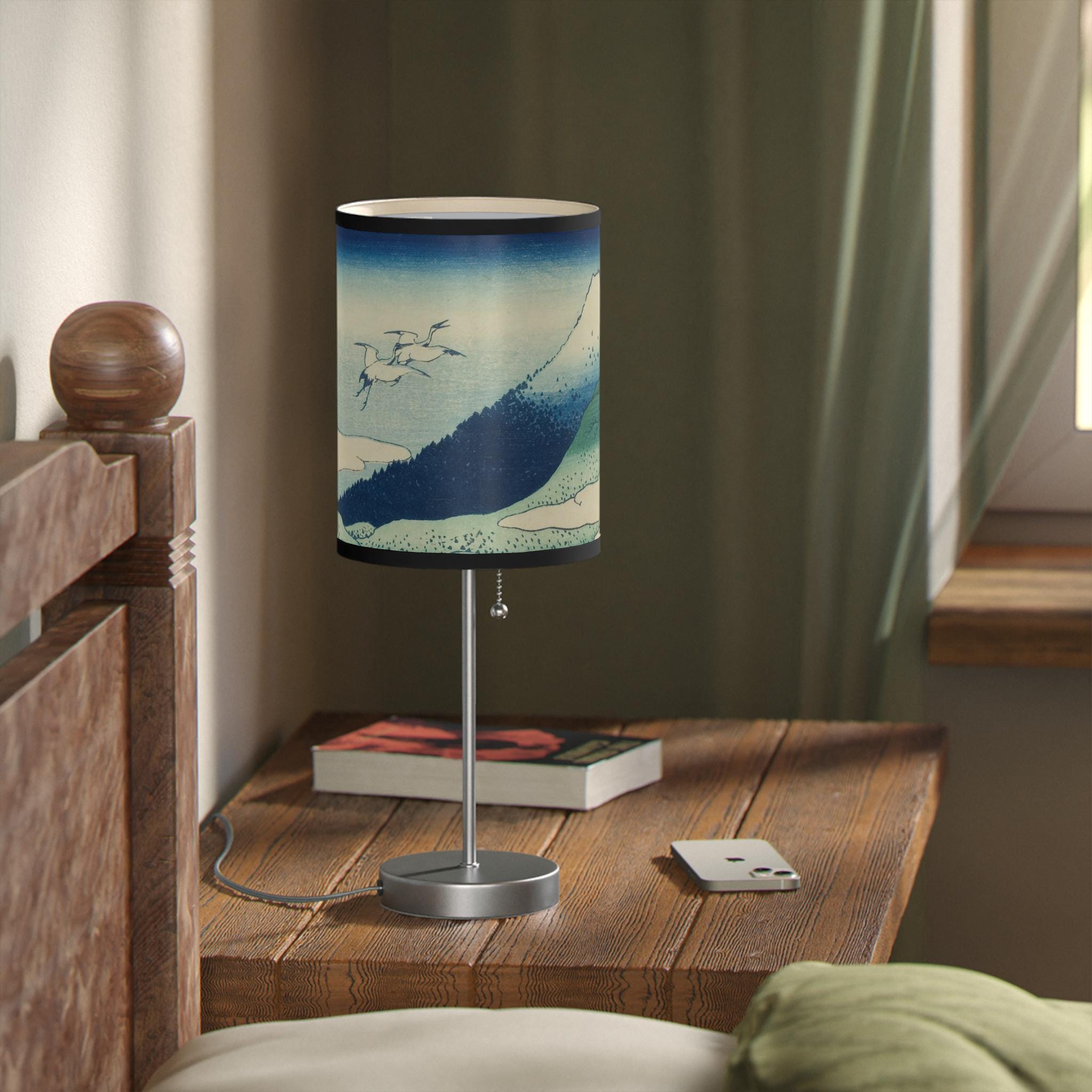 Hokusai Art Table Lamp - Katsushika Hokusai Japanese Woodblock Art - Ukiyo-e Mount Fuji Print Light for Zen Japandi Interior Home Decor - Detailed view 6 showing the premium acrylic print quality and craftsmanship