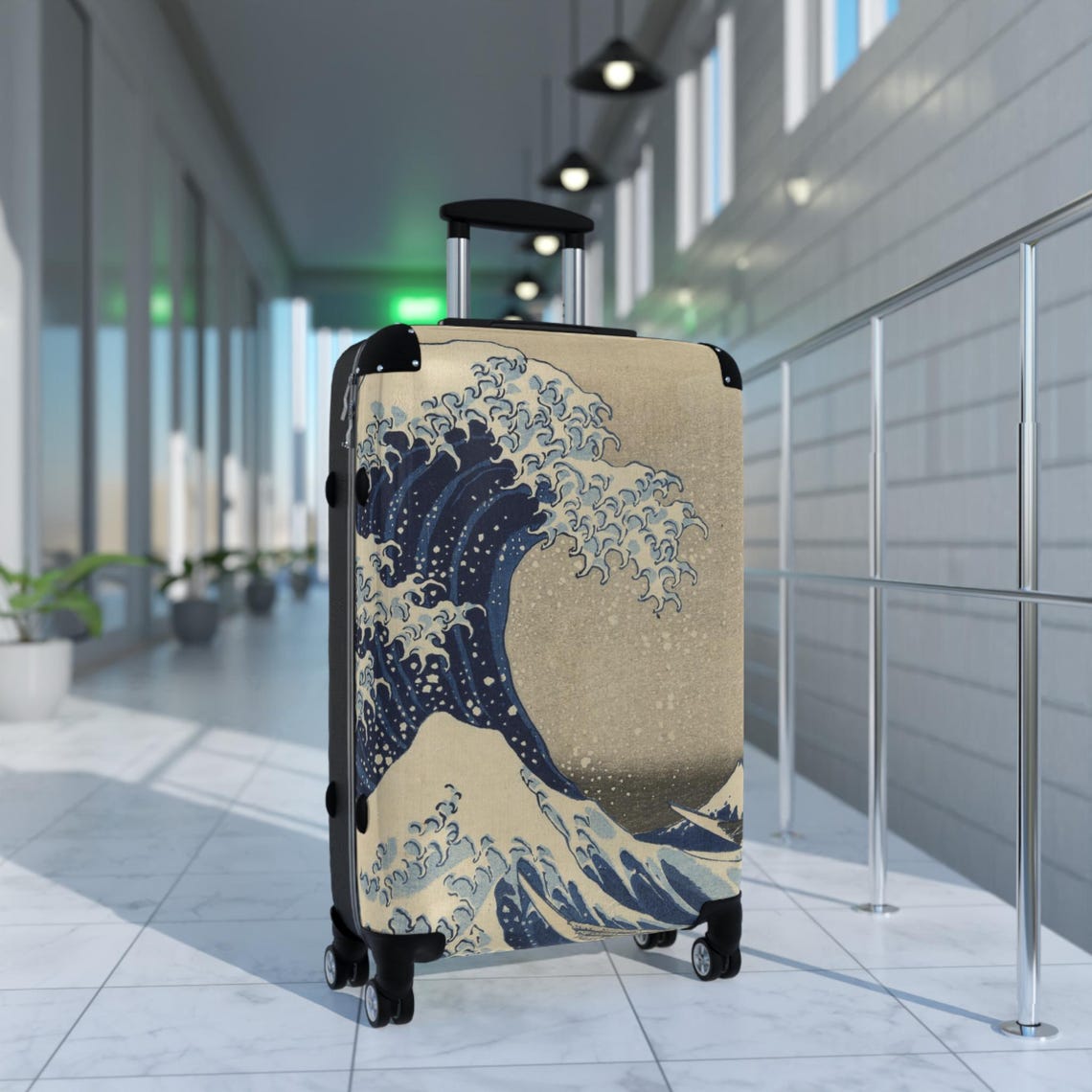 The Great Wave off Kanagawa Suitcase - Katsushika Hokusai Japanese Ukiyo-e Art Carry-On - Mount Fuji Edo Japan Print Luggage Gift - Detailed view 3 showing the premium acrylic print quality and craftsmanship