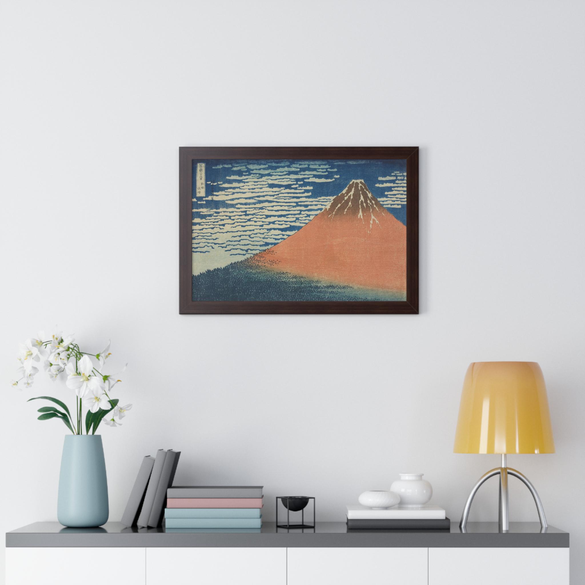 Red Fuji by Katsushika Hokusai - Framed Horizontal Poster from Thirty-six Views of Mount Fuji - Detailed view 6 showing the premium acrylic print quality and craftsmanship