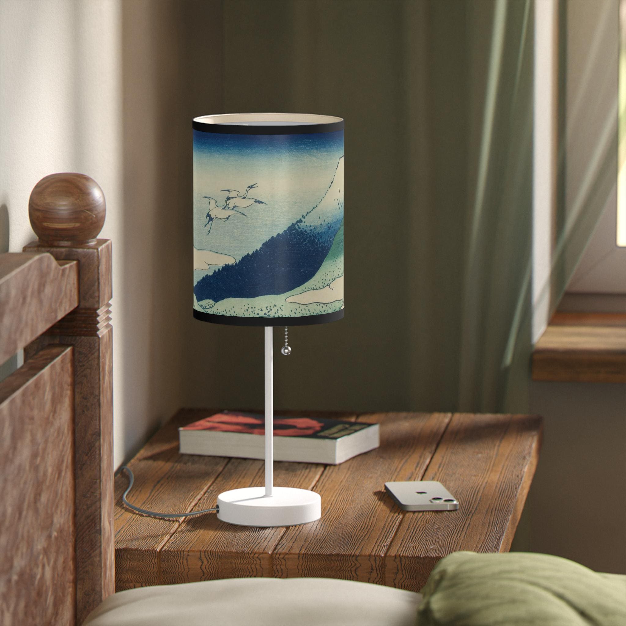 Hokusai Art Table Lamp - Katsushika Hokusai Japanese Woodblock Art - Ukiyo-e Mount Fuji Print Light for Zen Japandi Interior Home Decor - Detailed view 7 showing the premium acrylic print quality and craftsmanship