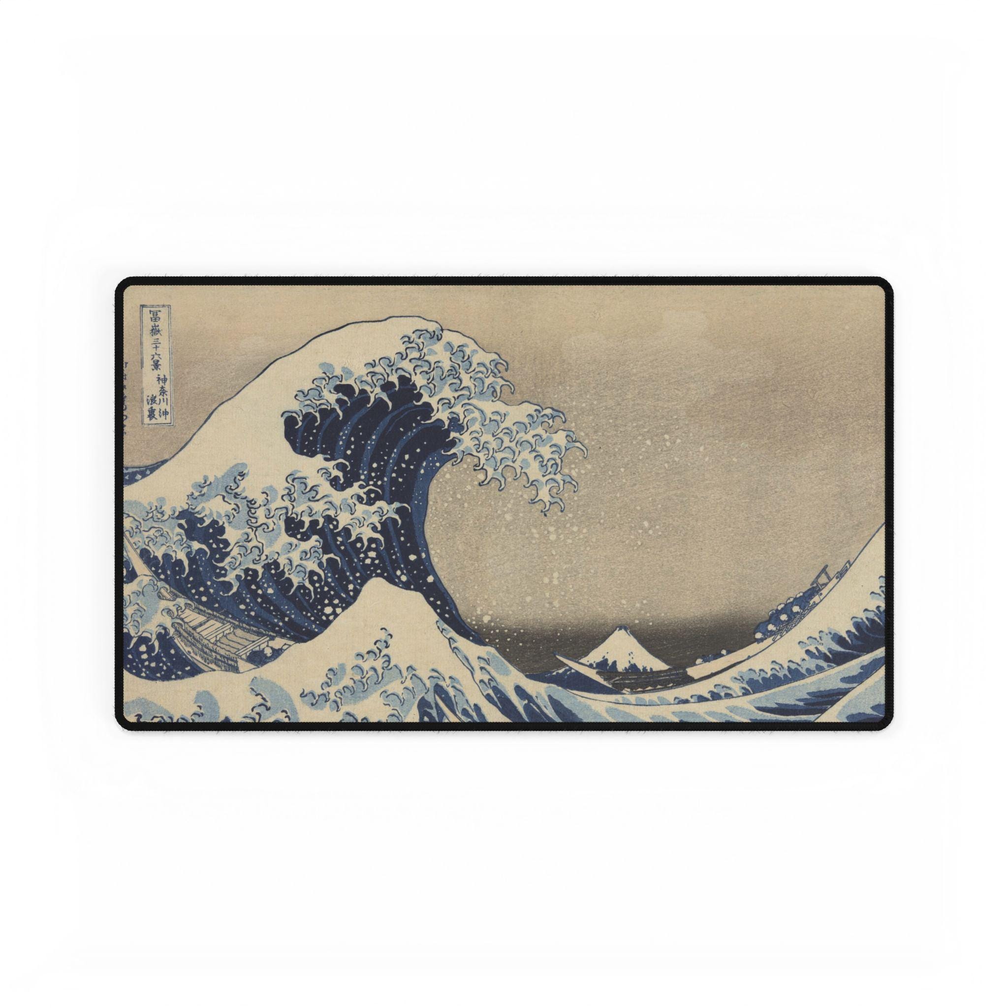 The Great Wave Desk Mat by Katsushika Hokusai - Japanese Art Desk Pad, Anti-Slip Base, Smooth Surface