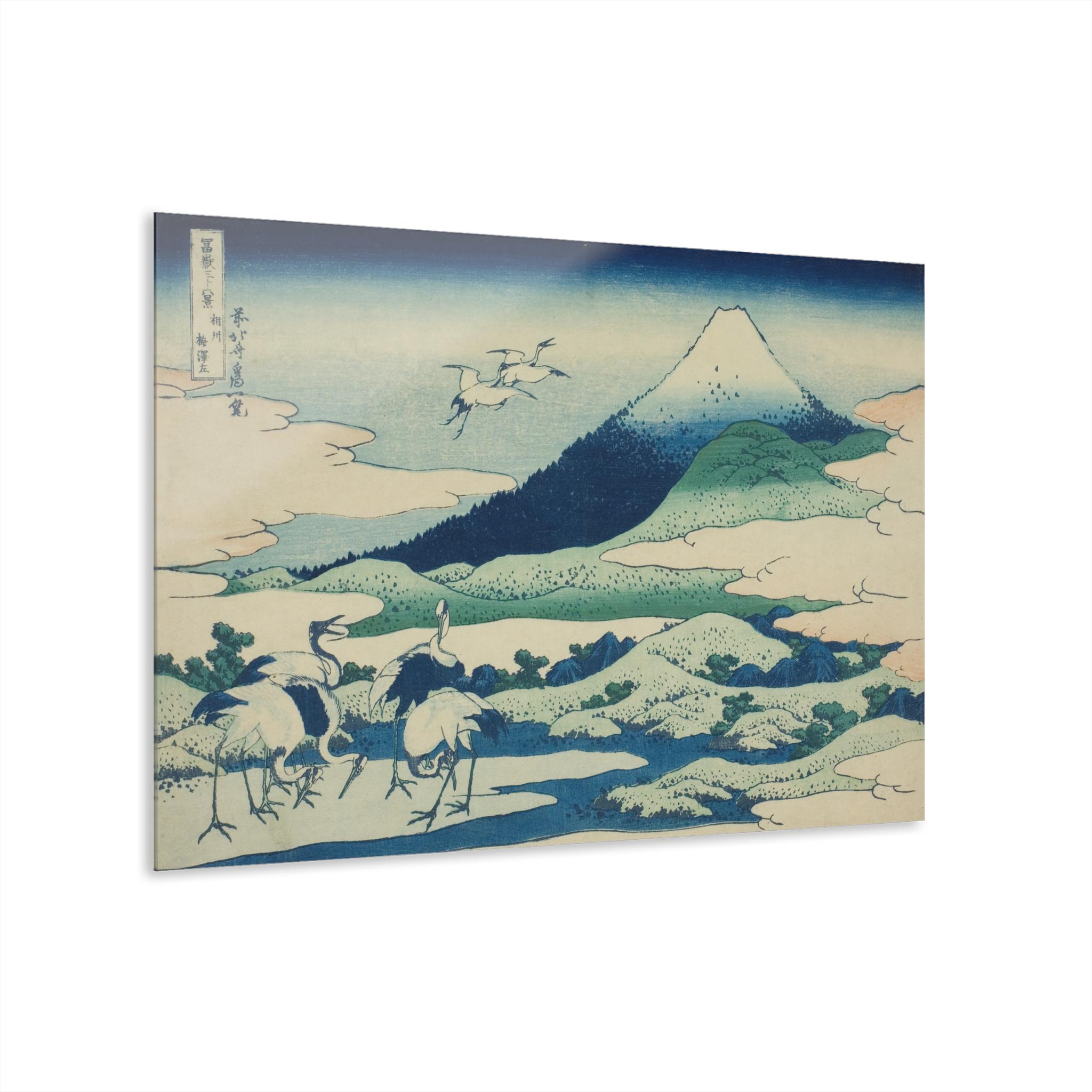 Umezawa Marsh with Mount Fuji by Katsushika Hokusai - Premium Acrylic Wall Art | Ukiyo-e Masterpiece, Japandi Zen Decor for Home or Office - Detailed view 4 showing the premium acrylic print quality and craftsmanship