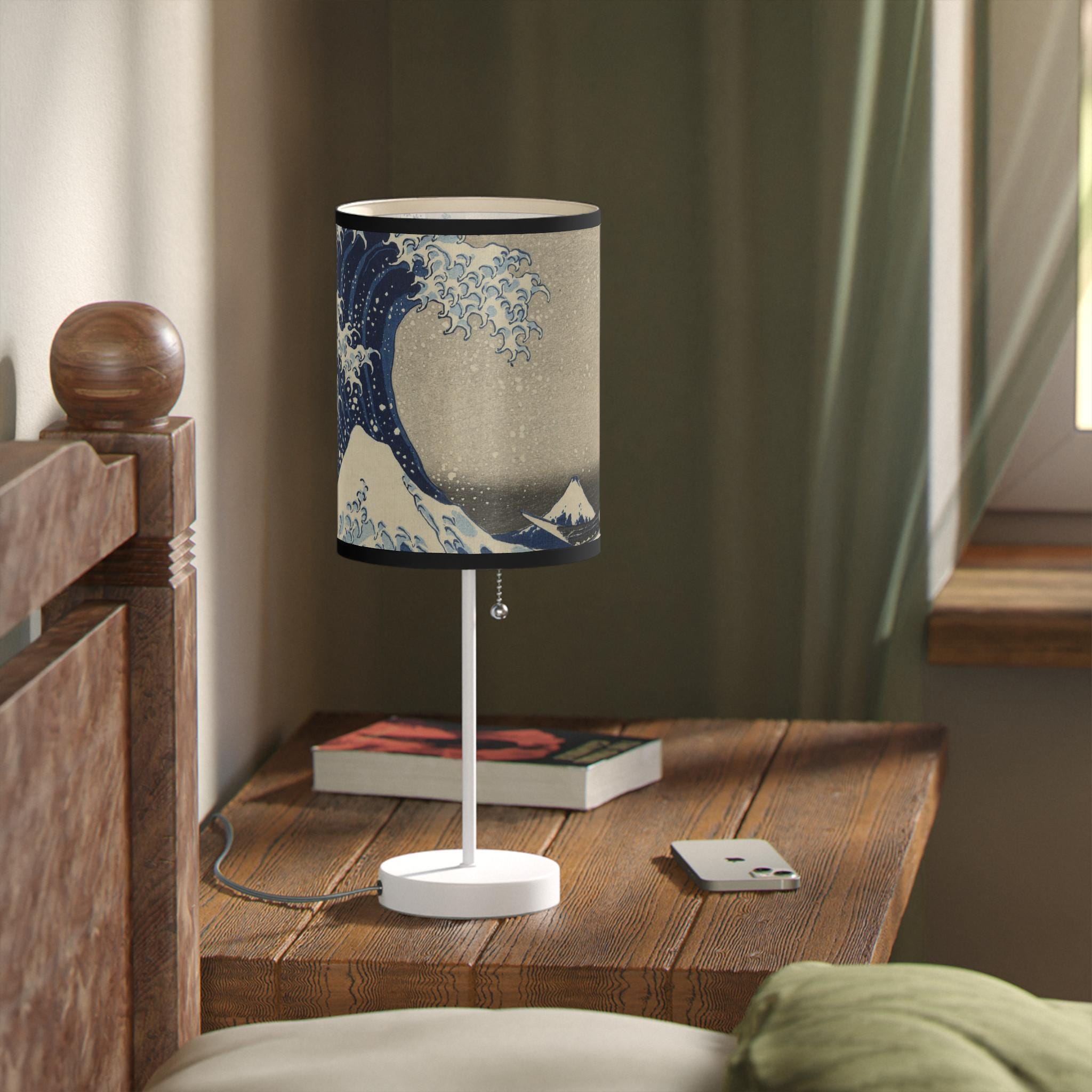 Katsushika Hokusai "The Great Wave off Kanagawa" Table Lamp - Japanese Ukiyo-e Art Light with Mount Fuji - Zen Japandi Home Decor Gift - Detailed view 7 showing the premium acrylic print quality and craftsmanship