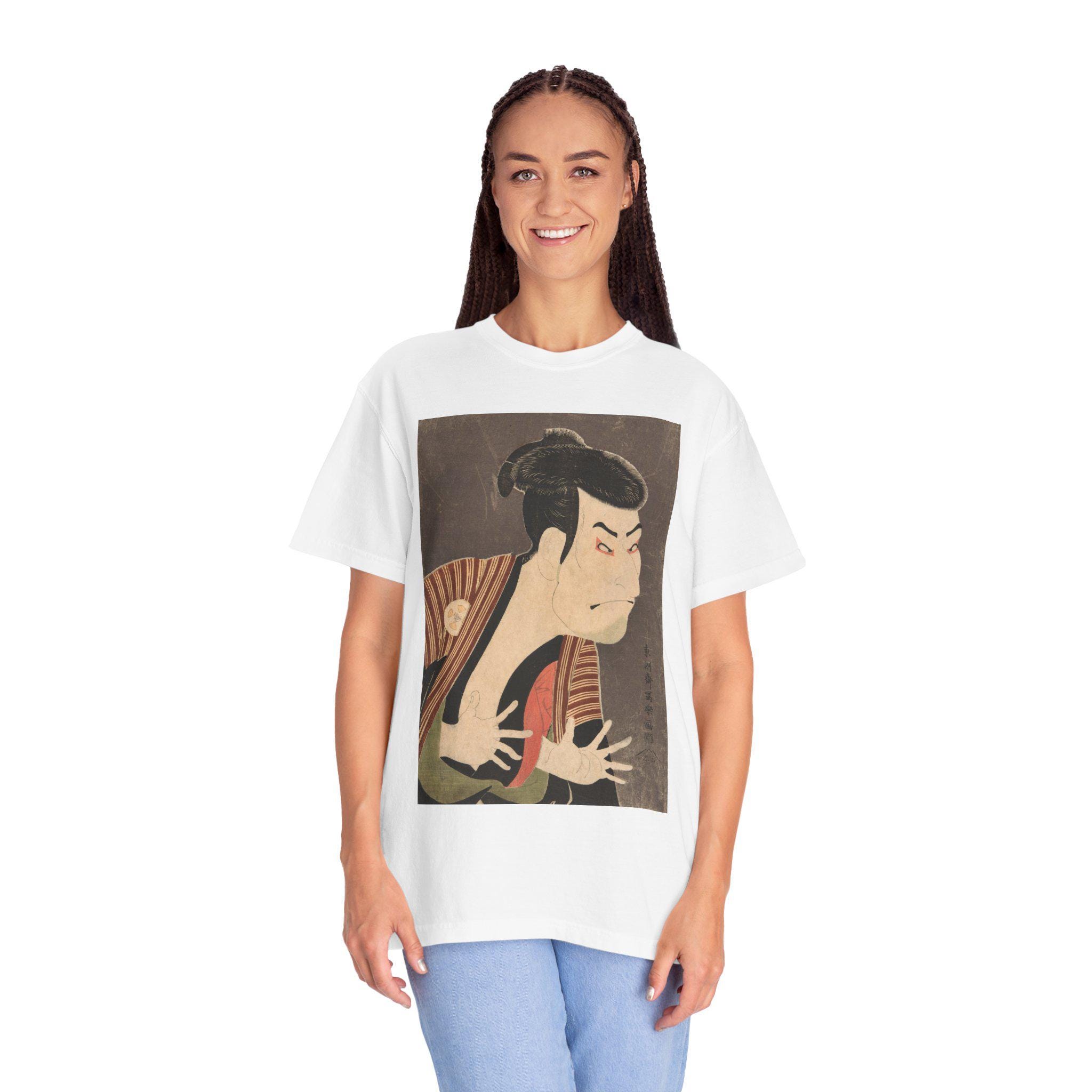Theater Legend in Motion - Toshusai Sharaku's Otani Oniji III Actor Portrait T-shirt (1794, Japan) - Unisex Garment-Dyed Tee - Detailed view 9 showing the premium acrylic print quality and craftsmanship