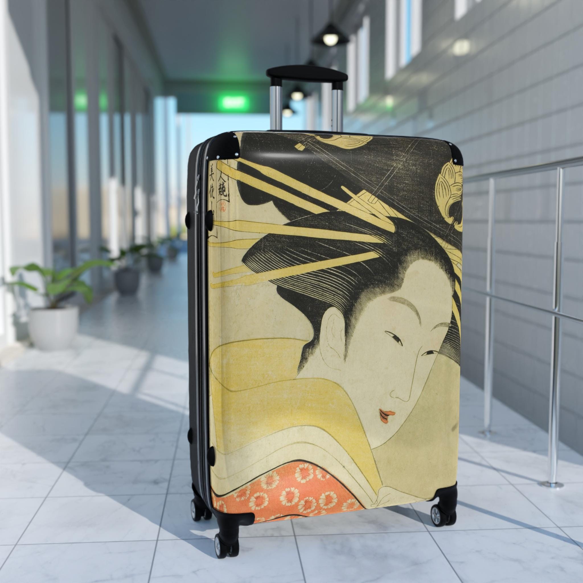 Misayama of the Chojiya Suitcase - Chokosai Eisho Japanese Ukiyo-e Bijin-ga Art Carry-On - Edo Geisha Courtesan Print Luggage Gift - Detailed view 2 showing the premium acrylic print quality and craftsmanship