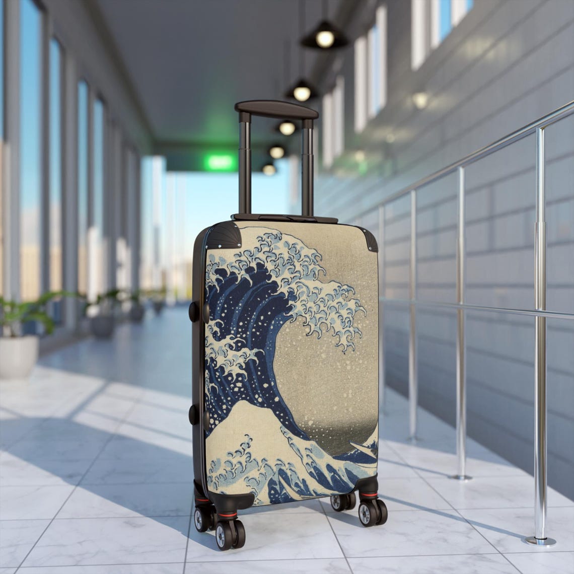 The Great Wave off Kanagawa Suitcase - Katsushika Hokusai Japanese Ukiyo-e Art Carry-On - Mount Fuji Edo Japan Print Luggage Gift - Detailed view 4 showing the premium acrylic print quality and craftsmanship
