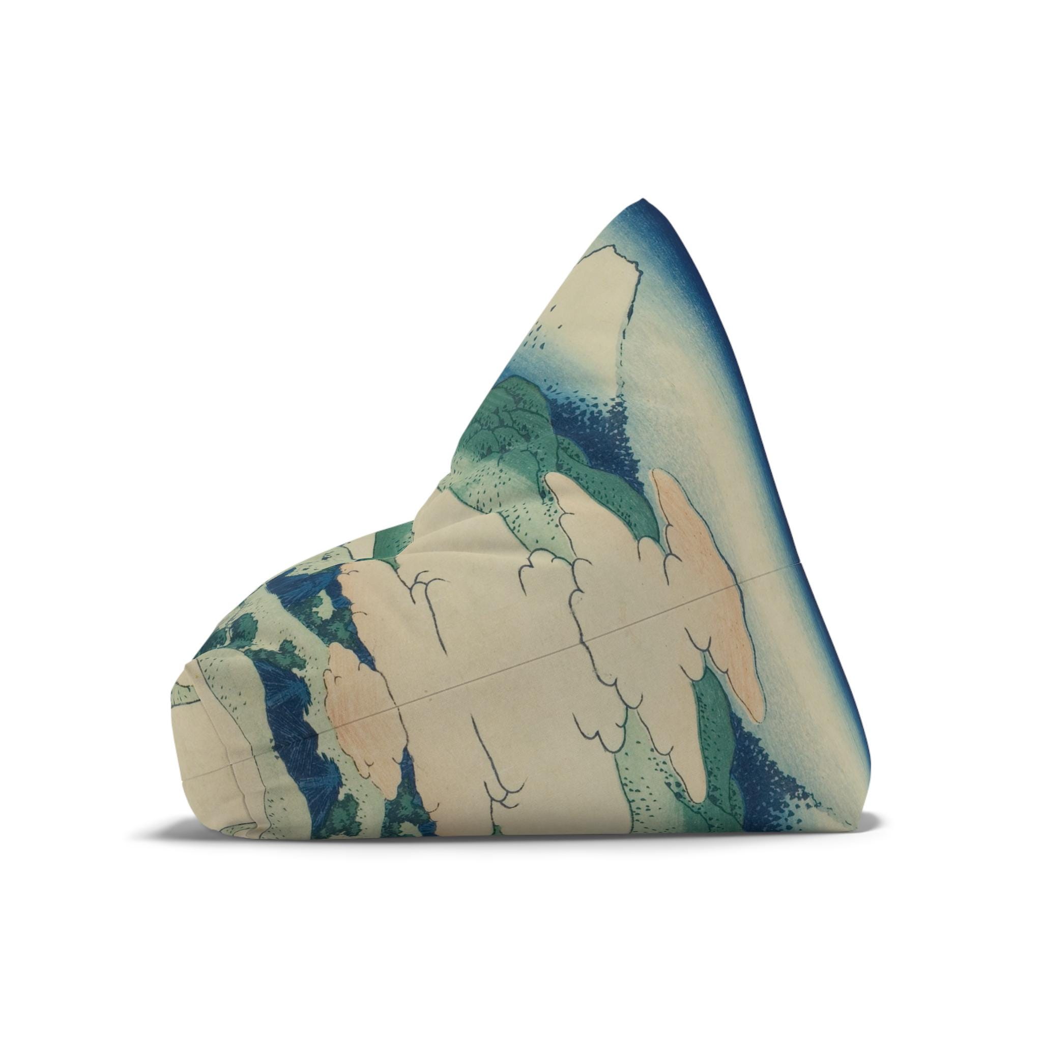 Umezawa Marsh Bean Bag Chair Cover - Ukiyo-e Art by Katsushika Hokusai, Japandi Style Decor - Cover Only, No Filling Included - Detailed view 6 showing the premium acrylic print quality and craftsmanship