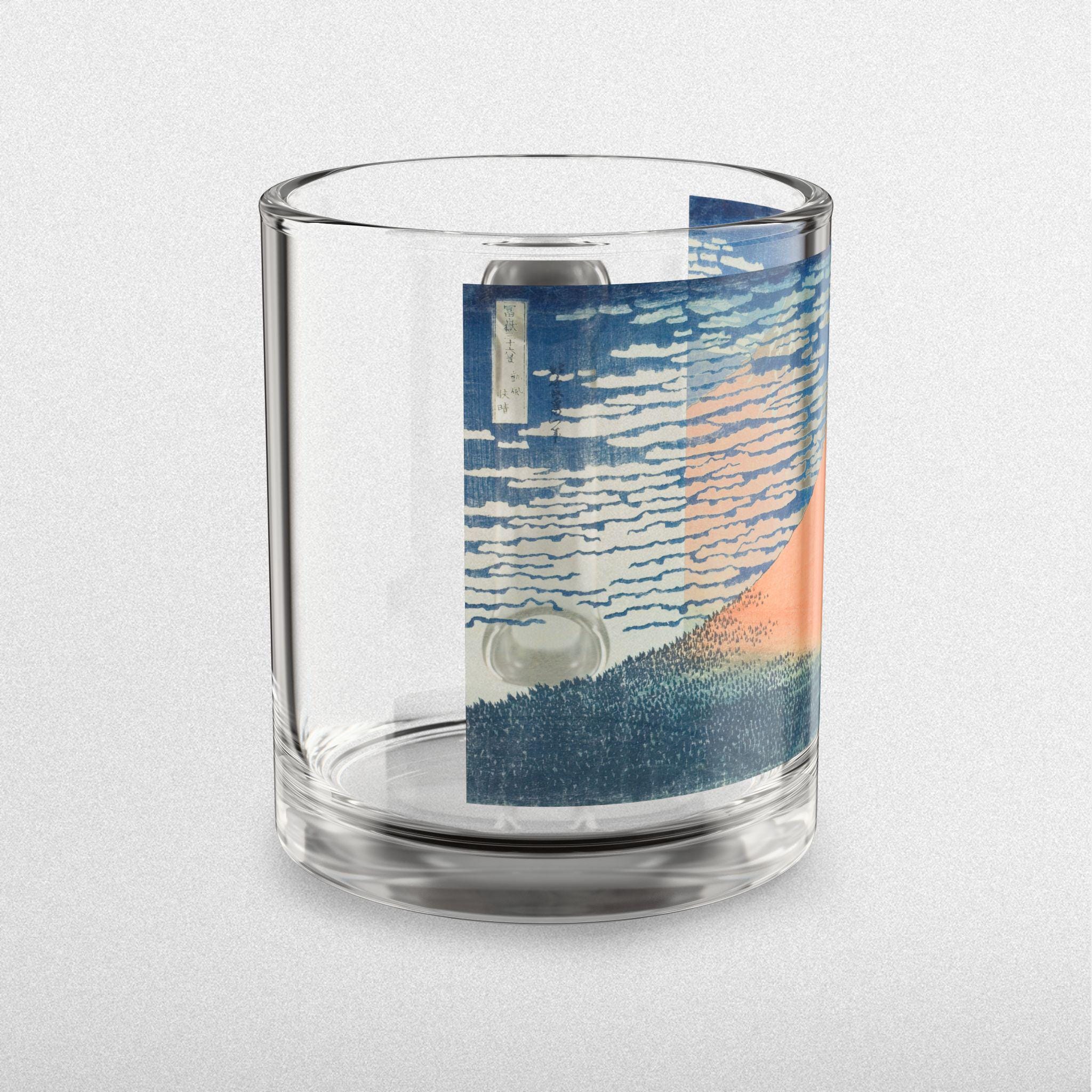 Red Fuji Glass Mug by Hokusai - Elegant 10oz Clear Art Mug Featuring Famous Ukiyo-e Mt. Fuji Print, Perfect for Coffee or Tea Moments - Detailed view 3 showing the premium acrylic print quality and craftsmanship