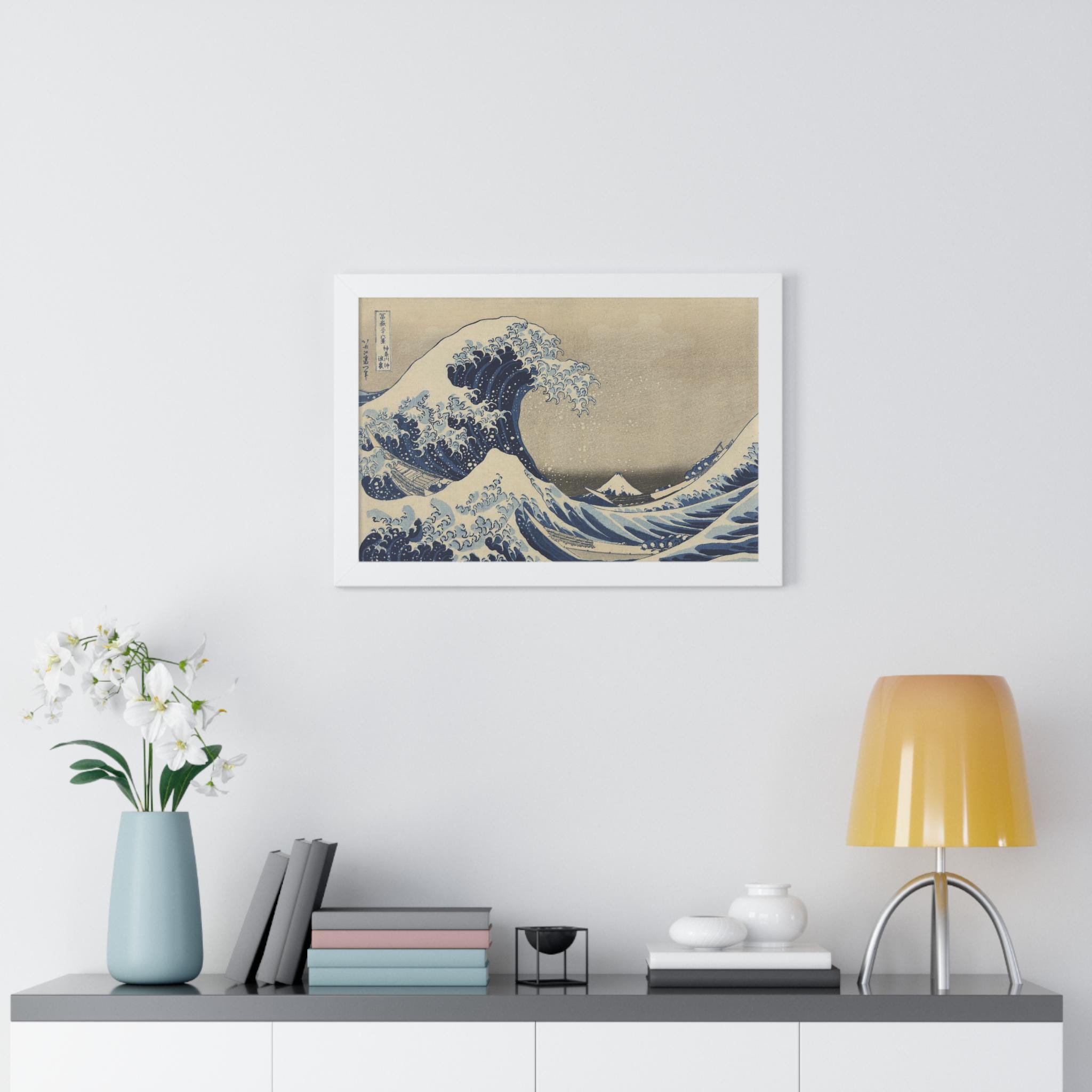 The Great Wave by Katsushika Hokusai - Framed Horizontal Poster Wall Art (1830-33) - Detailed view 4 showing the premium acrylic print quality and craftsmanship