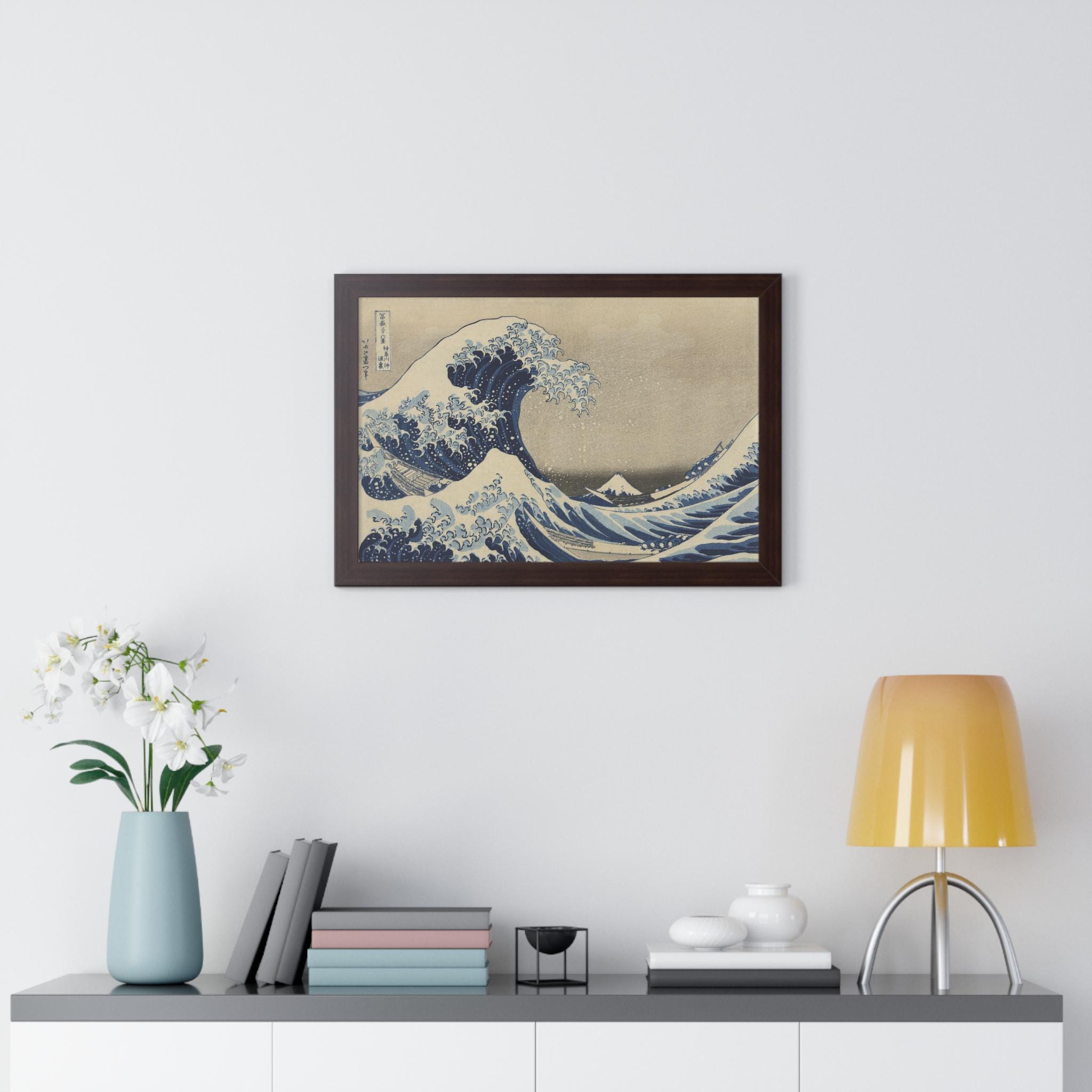 The Great Wave by Katsushika Hokusai - Framed Horizontal Poster Wall Art (1830-33) - Detailed view 6 showing the premium acrylic print quality and craftsmanship