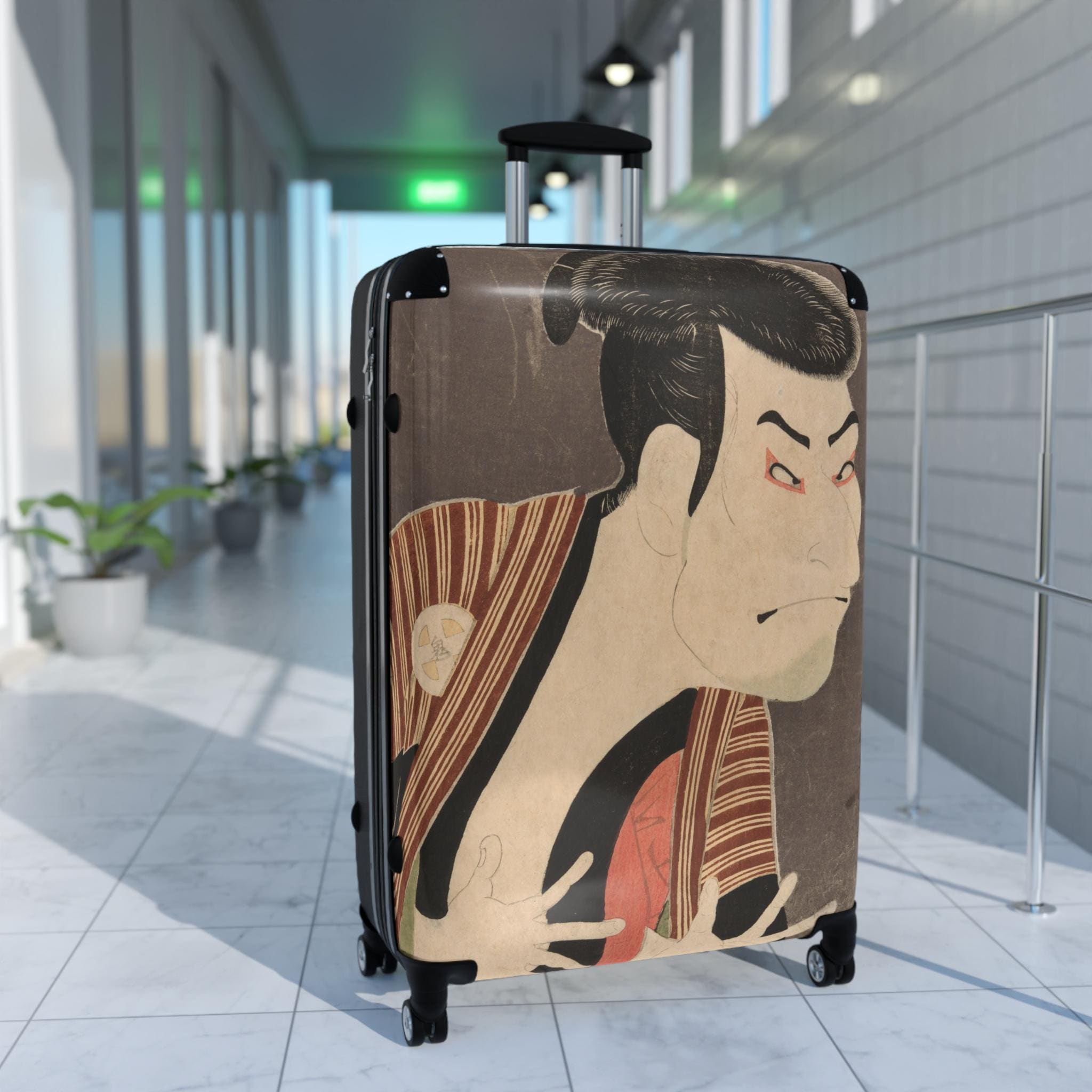 Otani Oniji III Ukiyo-e Suitcase - Toshusai Sharaku Japanese Kabuki Actor Carry-On - Edo Period Japan Art Print Luggage Gift - Detailed view 2 showing the premium acrylic print quality and craftsmanship