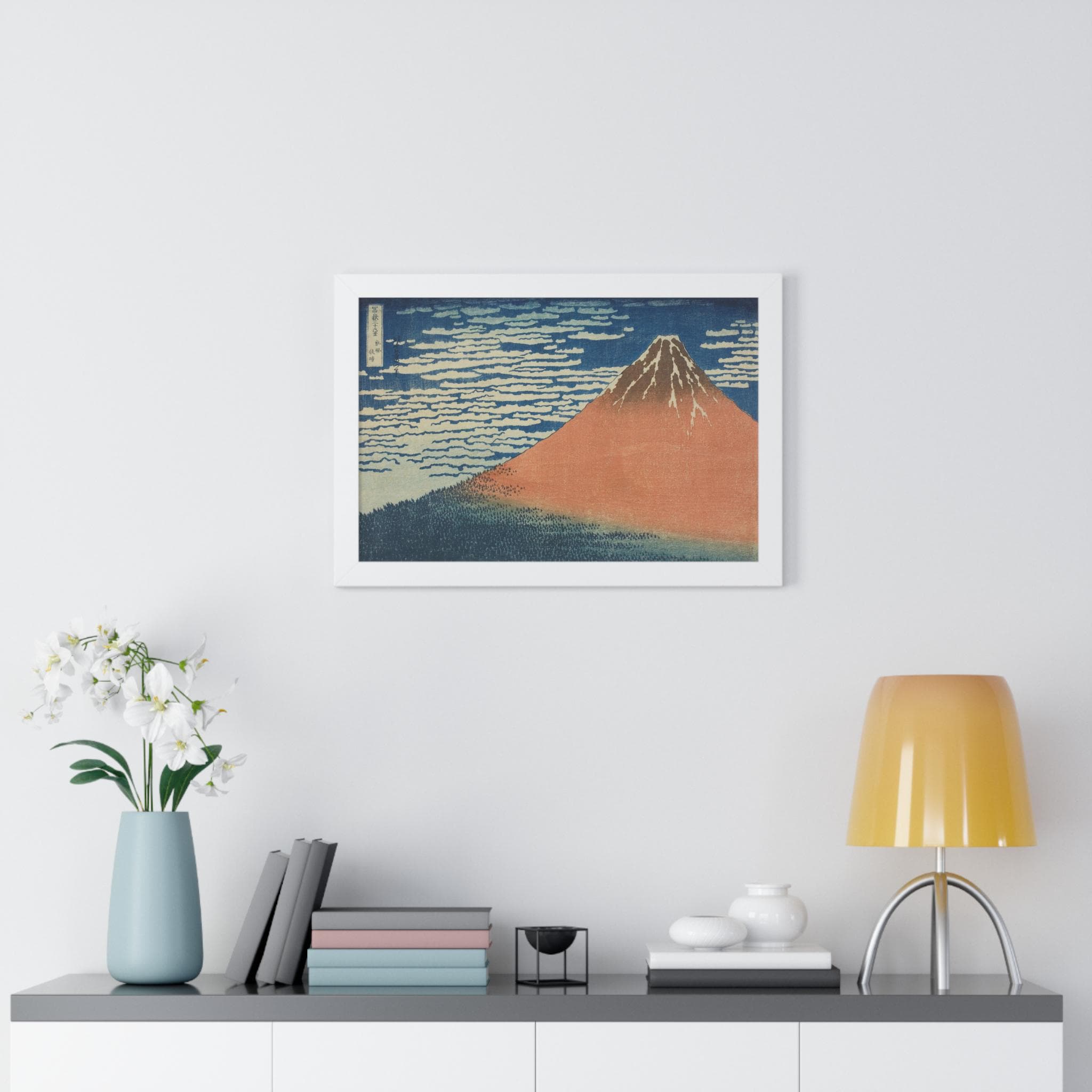 Red Fuji by Katsushika Hokusai - Framed Horizontal Poster from Thirty-six Views of Mount Fuji - Detailed view 4 showing the premium acrylic print quality and craftsmanship