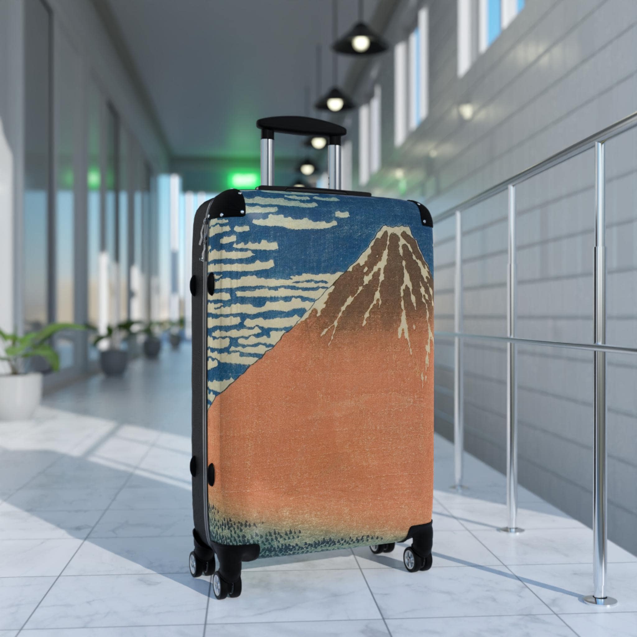 Red Fuji Suitcase - Katsushika Hokusai Japanese Ukiyo-e Art Carry-On - Mount Fuji Edo Japan Print Luggage Gift - Detailed view 3 showing the premium acrylic print quality and craftsmanship