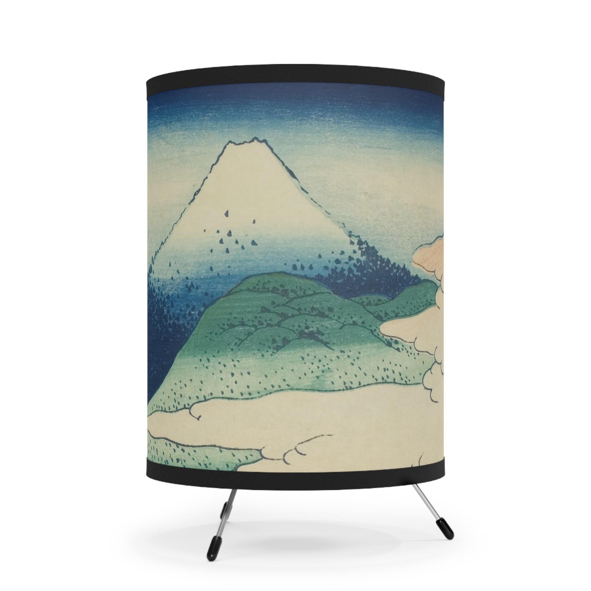 Umezawa Marsh Tripod Lamp - Japanese Ukiyo-e Light Featuring Katsushika Hokusai's Fuji Landscape for Japandi Zen Interiors & Cultural Gifts - Detailed view 5 showing the premium acrylic print quality and craftsmanship