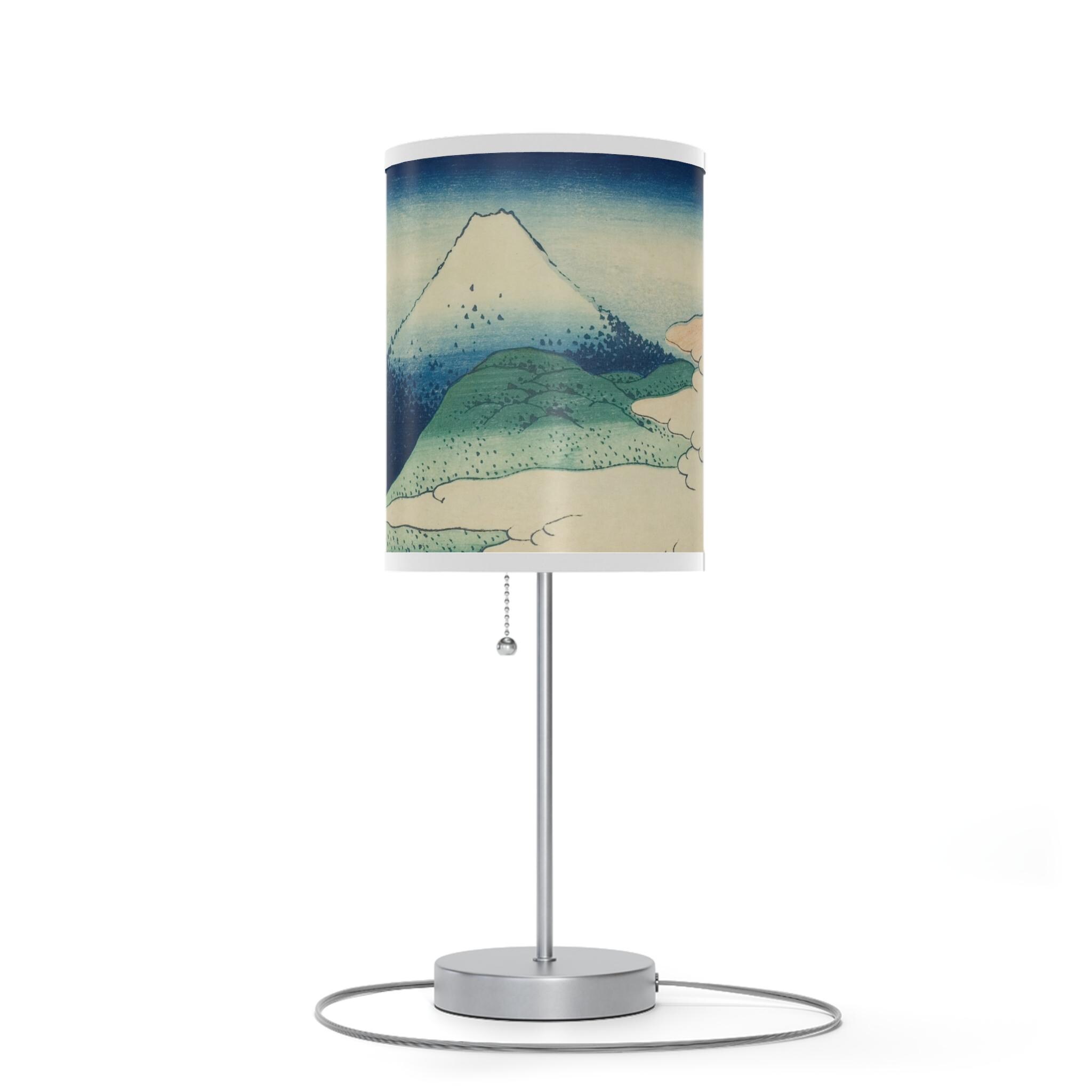 Hokusai Art Table Lamp - Katsushika Hokusai Japanese Woodblock Art - Ukiyo-e Mount Fuji Print Light for Zen Japandi Interior Home Decor - Detailed view 4 showing the premium acrylic print quality and craftsmanship