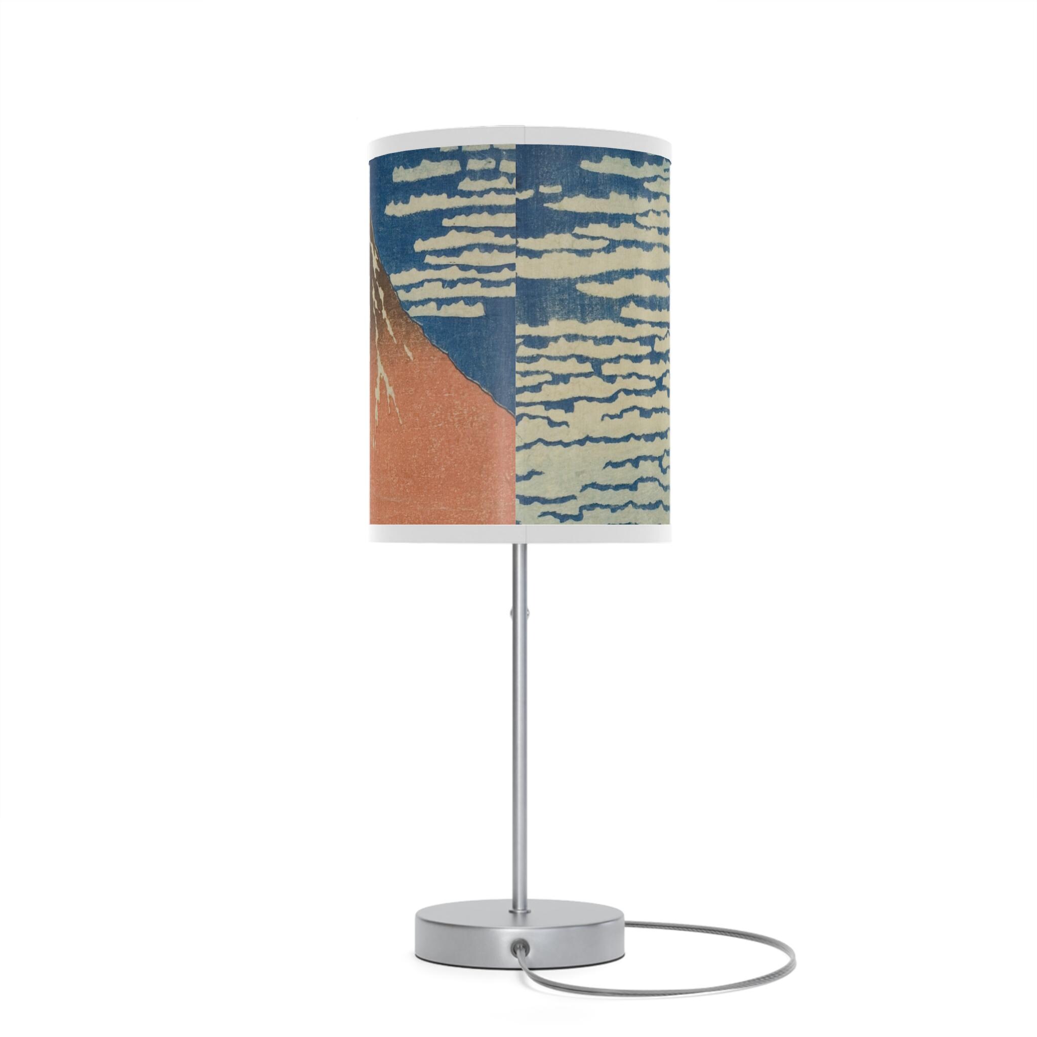 Red Fuji Table Lamp - Katsushika Hokusai Japanese Woodblock Art - Ukiyo-e Mount Fuji Print Light for Zen Japandi Interior Home Decor - Detailed view 5 showing the premium acrylic print quality and craftsmanship