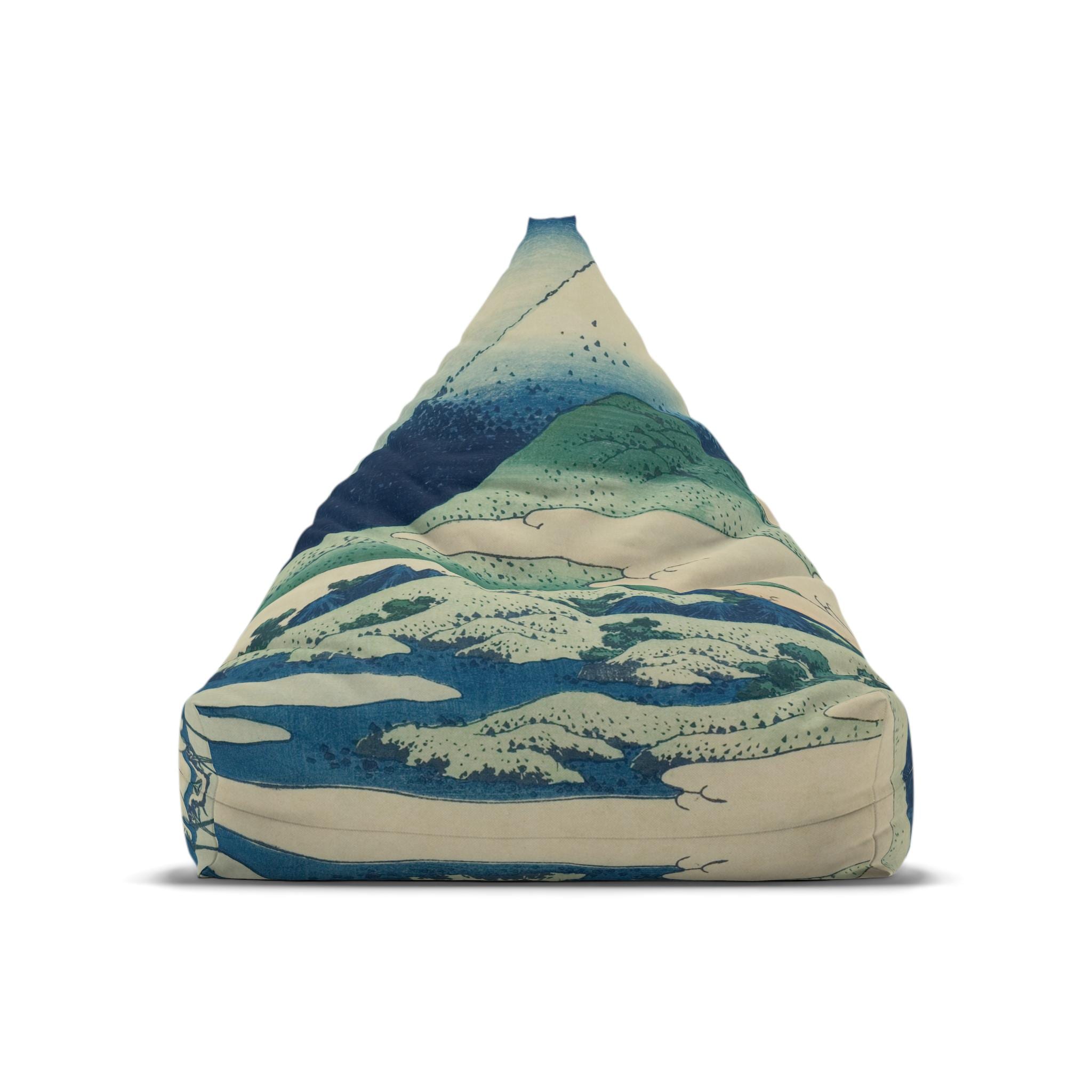 Umezawa Marsh Bean Bag Chair Cover - Ukiyo-e Art by Katsushika Hokusai, Japandi Style Decor - Cover Only, No Filling Included - Detailed view 3 showing the premium acrylic print quality and craftsmanship