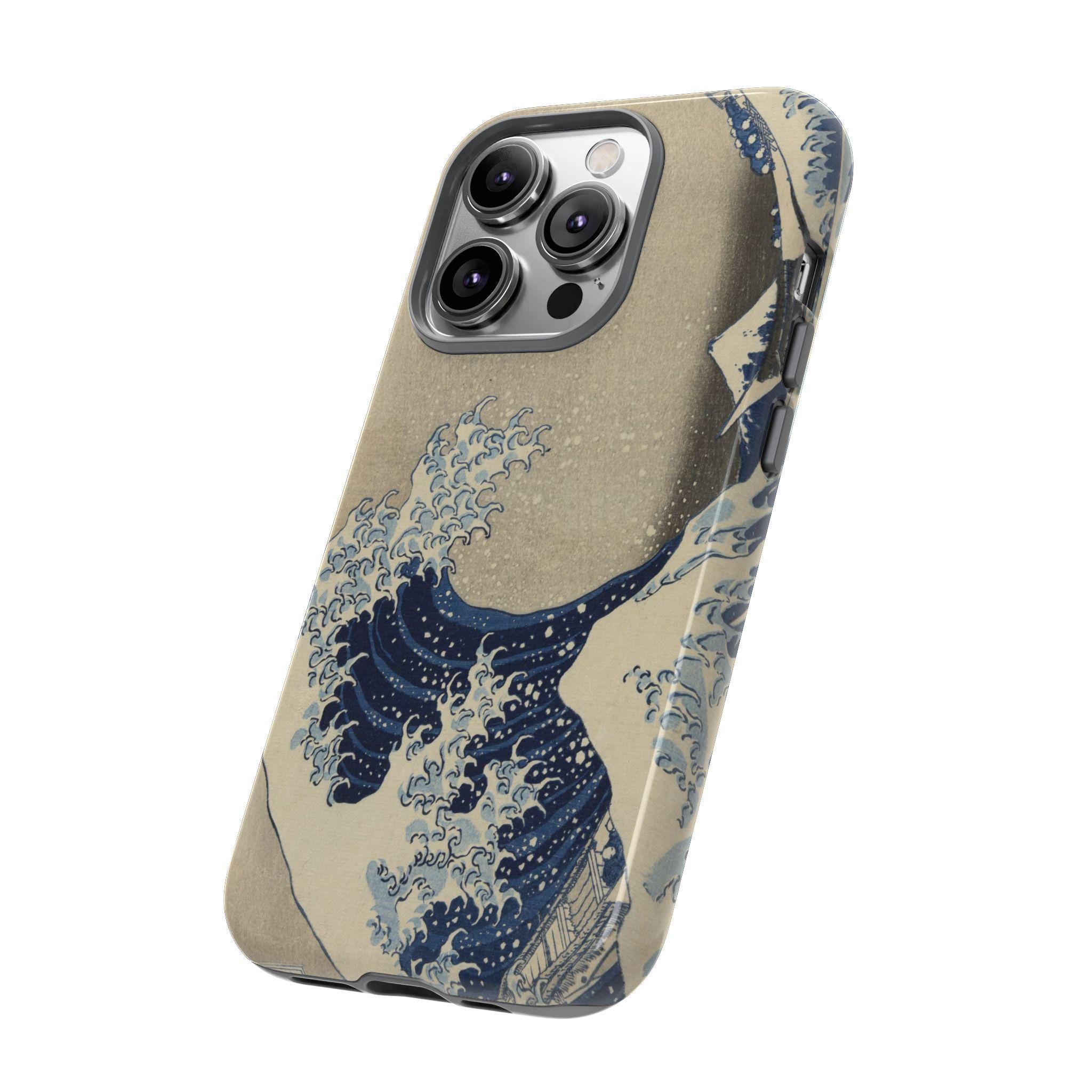 The Great Wave by Katsushika Hokusai - Premium Protective Tough Phone Case | for iPhone & Android 48 models, 2 Surfaces - Detailed view 4 showing the premium acrylic print quality and craftsmanship