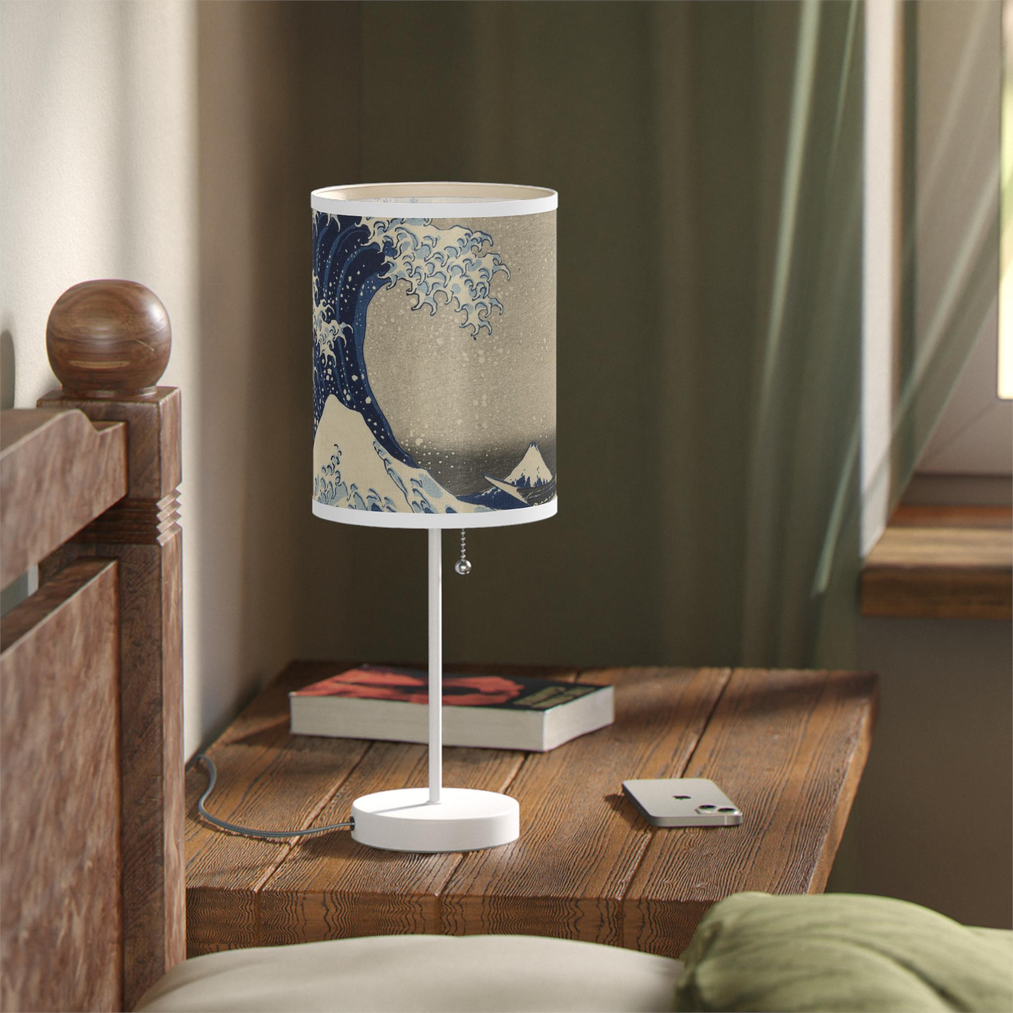 Katsushika Hokusai "The Great Wave off Kanagawa" Table Lamp - Japanese Ukiyo-e Art Light with Mount Fuji - Zen Japandi Home Decor Gift - Detailed view 9 showing the premium acrylic print quality and craftsmanship