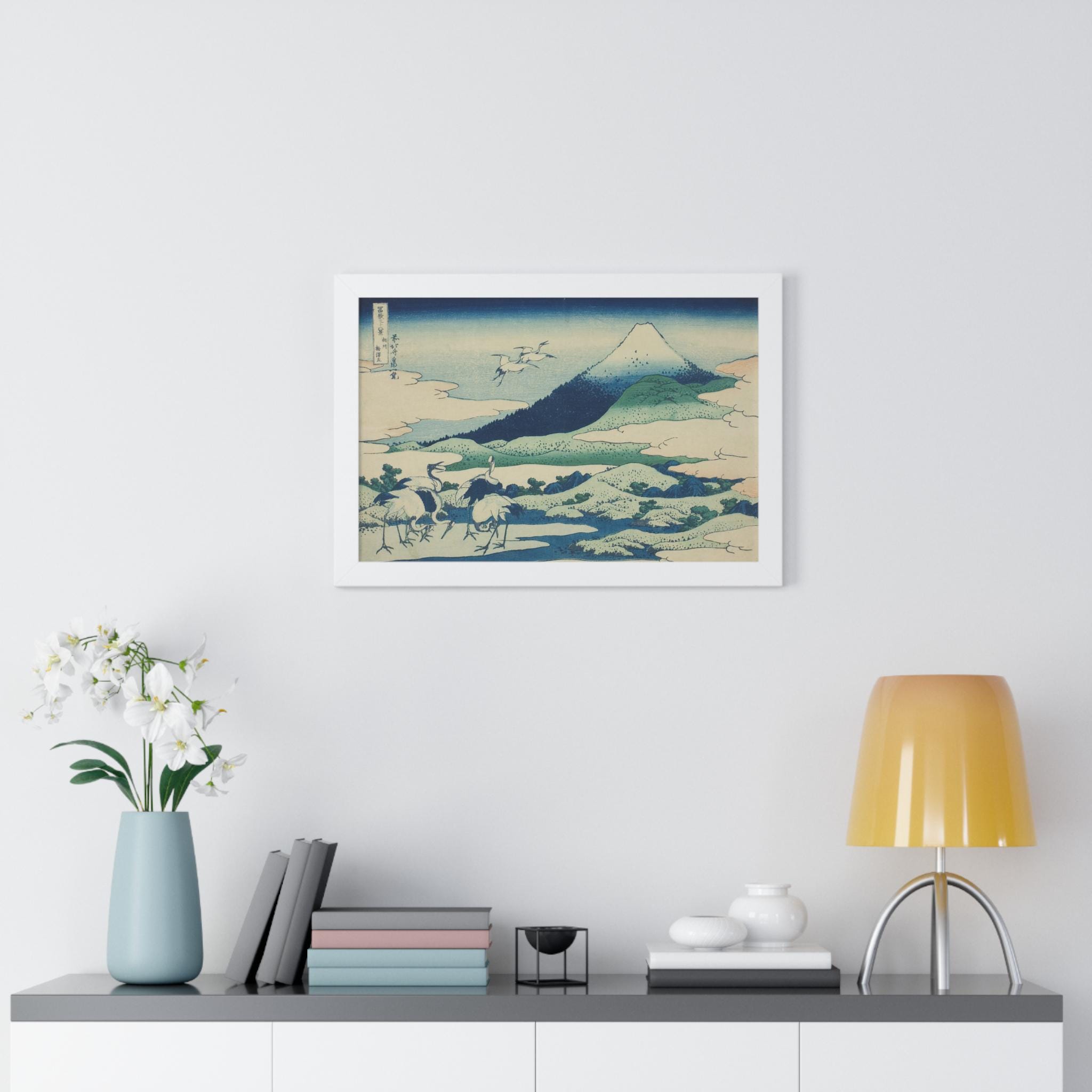 Katsushika Hokusai Framed Poster - Umezawa Marsh in Sagami Province | Japanese Art Print from Thirty-six Views of Mount Fuji - Detailed view 4 showing the premium acrylic print quality and craftsmanship
