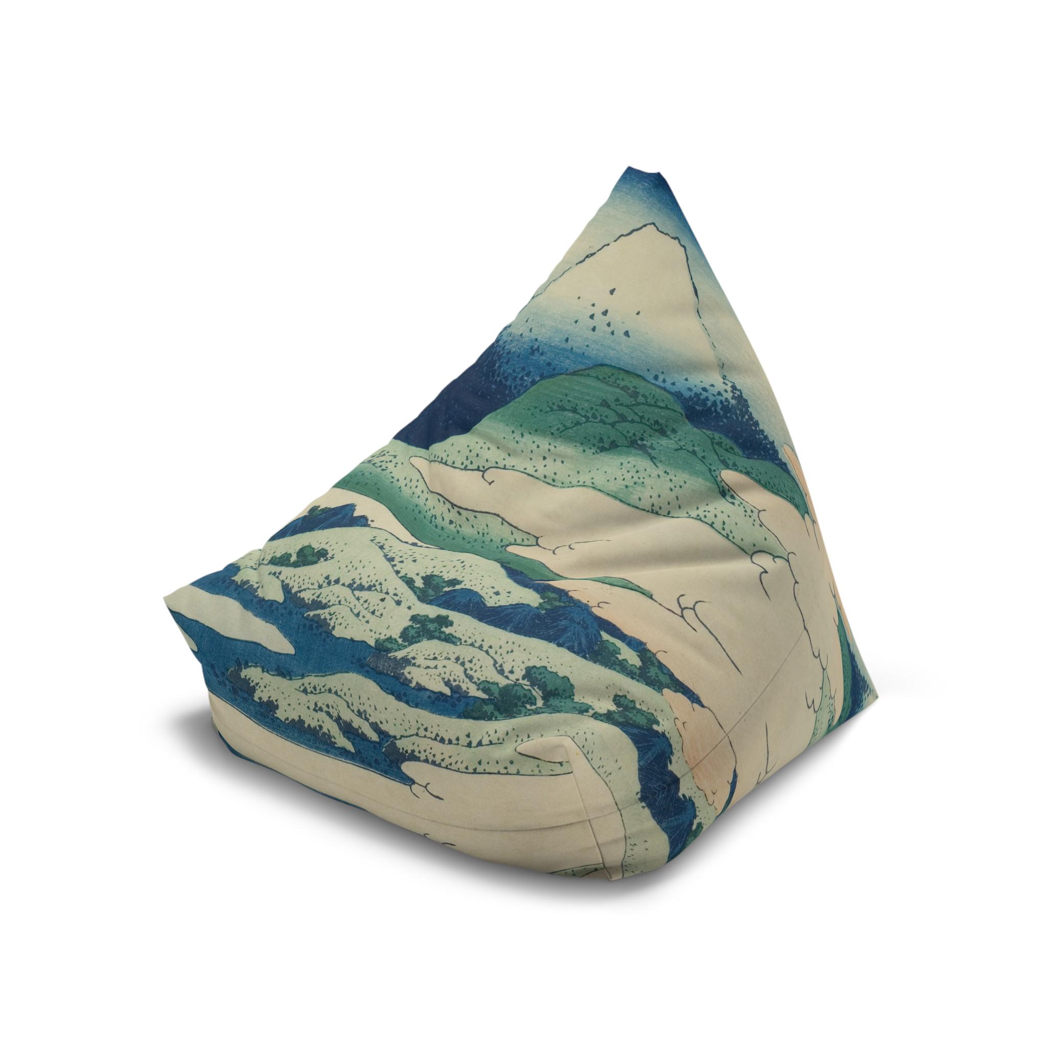 Umezawa Marsh Bean Bag Chair Cover - Ukiyo-e Art by Katsushika Hokusai, Japandi Style Decor - Cover Only, No Filling Included - Detailed view 7 showing the premium acrylic print quality and craftsmanship