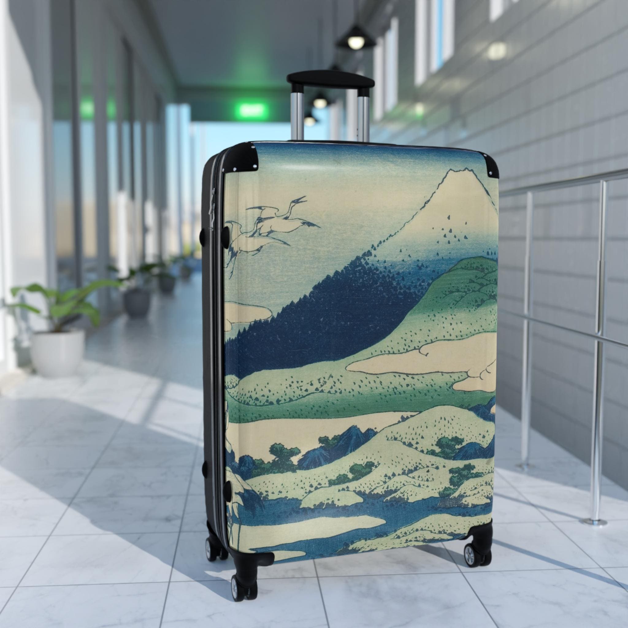 Umezawa Marsh Suitcase - Katsushika Hokusai Japanese Ukiyo-e Art Carry-On - Mount Fuji Edo Landscape Print Luggage Gift - Detailed view 2 showing the premium acrylic print quality and craftsmanship