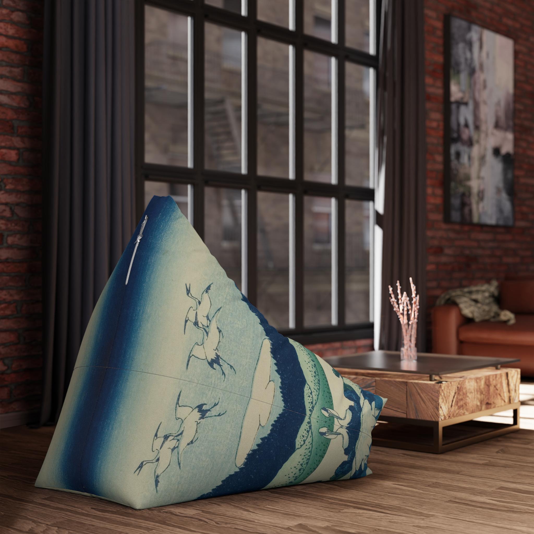 Umezawa Marsh Bean Bag Chair Cover - Ukiyo-e Art by Katsushika Hokusai, Japandi Style Decor - Cover Only, No Filling Included - Detailed view 8 showing the premium acrylic print quality and craftsmanship