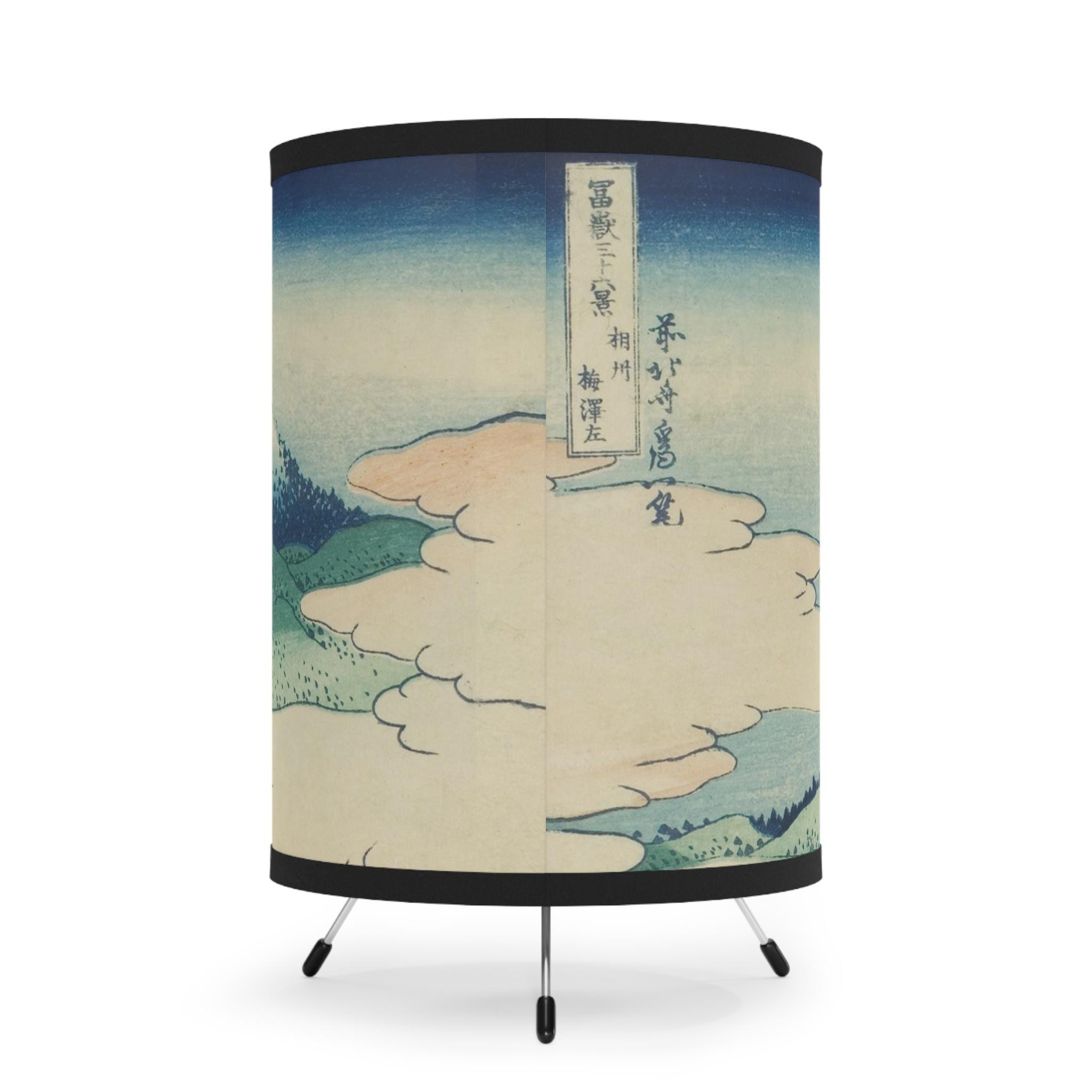 Umezawa Marsh Tripod Lamp - Japanese Ukiyo-e Light Featuring Katsushika Hokusai's Fuji Landscape for Japandi Zen Interiors & Cultural Gifts - Detailed view 4 showing the premium acrylic print quality and craftsmanship