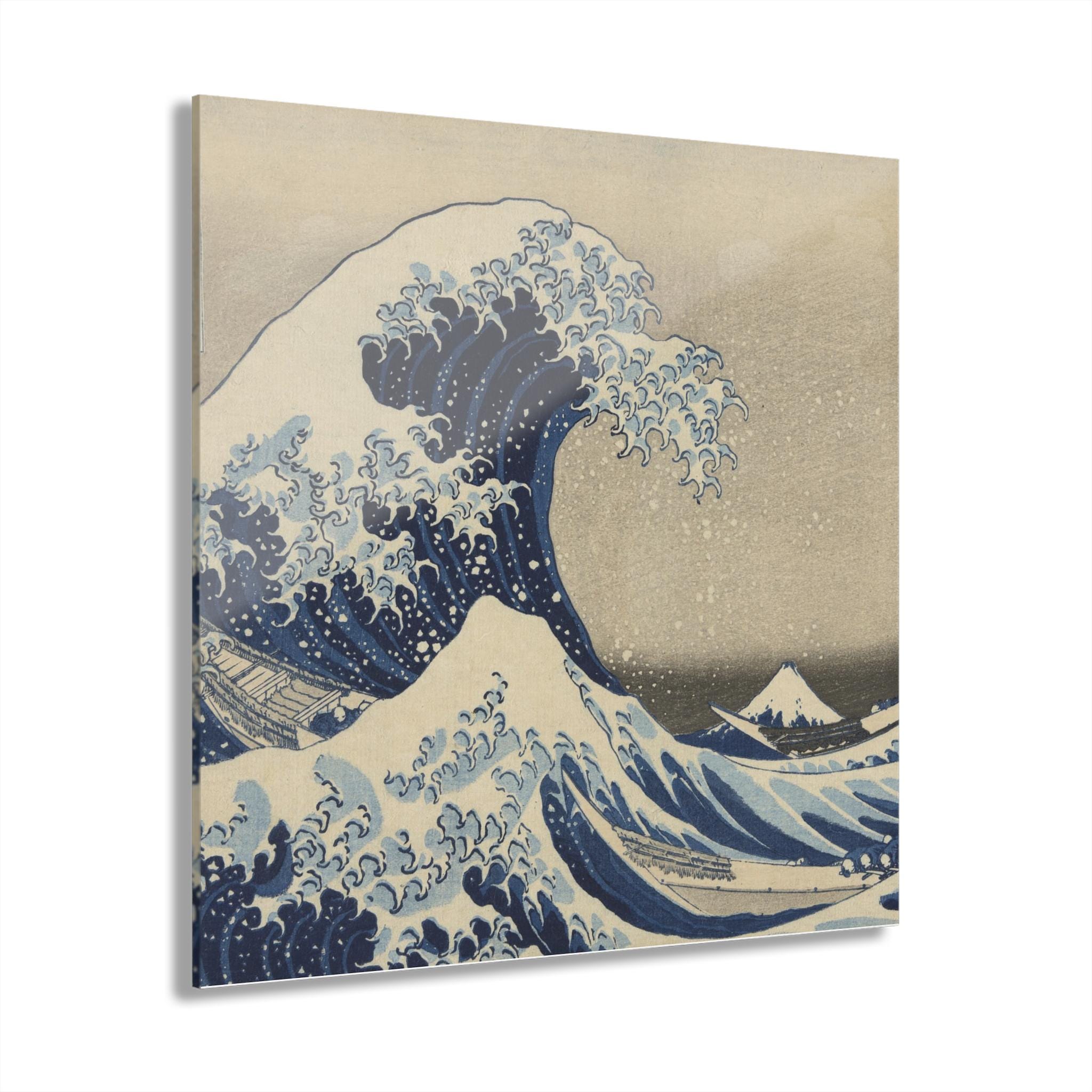 The Great Wave off Kanagawa by Katsushika Hokusai - Premium Acrylic Wall Art Print, Japandi Zen Decor for Home or Office - Detailed view 5 showing the premium acrylic print quality and craftsmanship