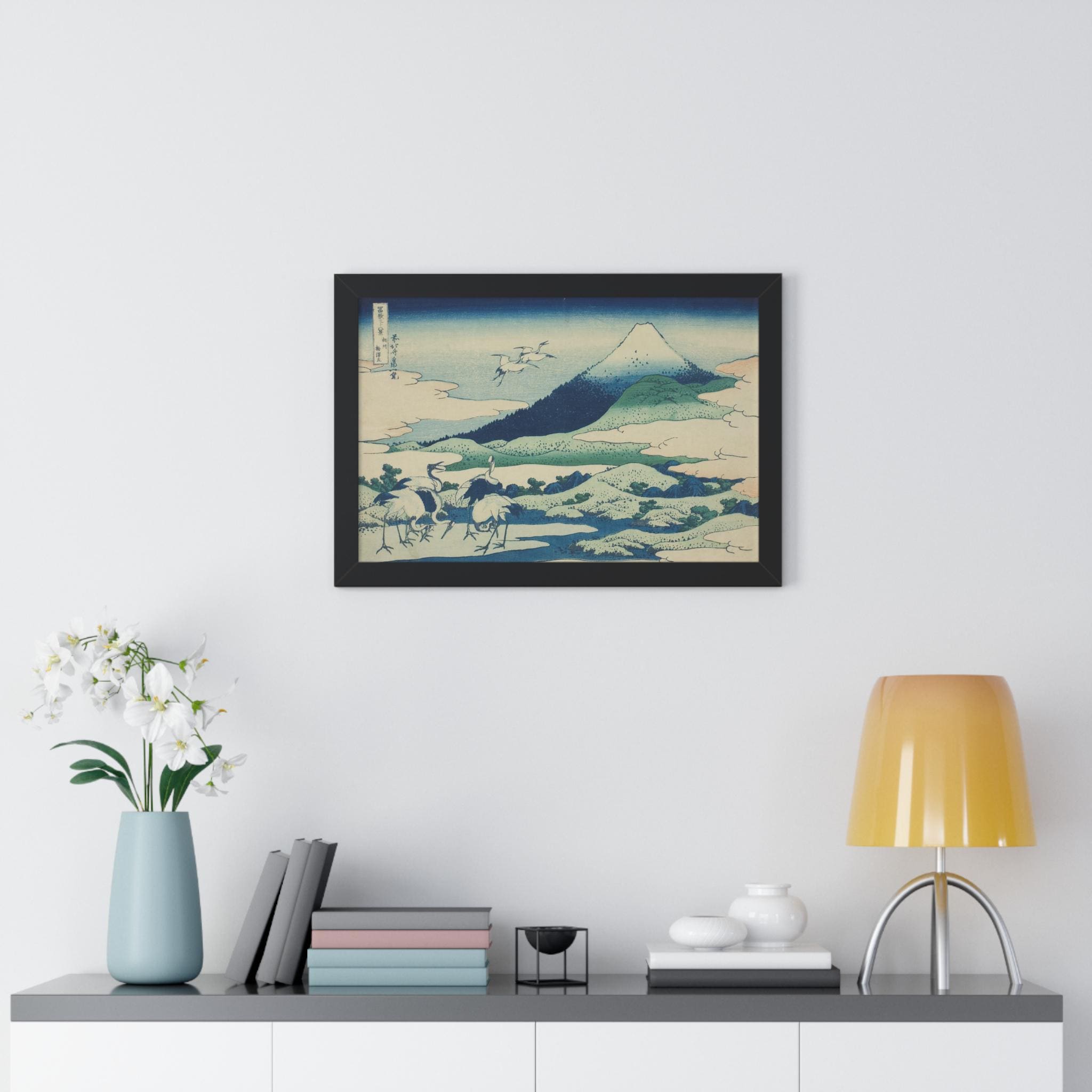 Katsushika Hokusai Framed Poster - Umezawa Marsh in Sagami Province | Japanese Art Print from Thirty-six Views of Mount Fuji - Detailed view 2 showing the premium acrylic print quality and craftsmanship