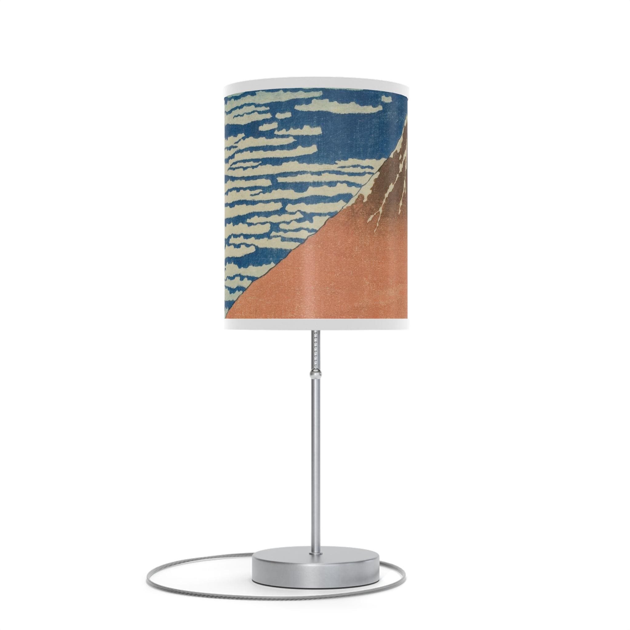 Red Fuji Table Lamp - Katsushika Hokusai Japanese Woodblock Art - Ukiyo-e Mount Fuji Print Light for Zen Japandi Interior Home Decor - Detailed view 2 showing the premium acrylic print quality and craftsmanship