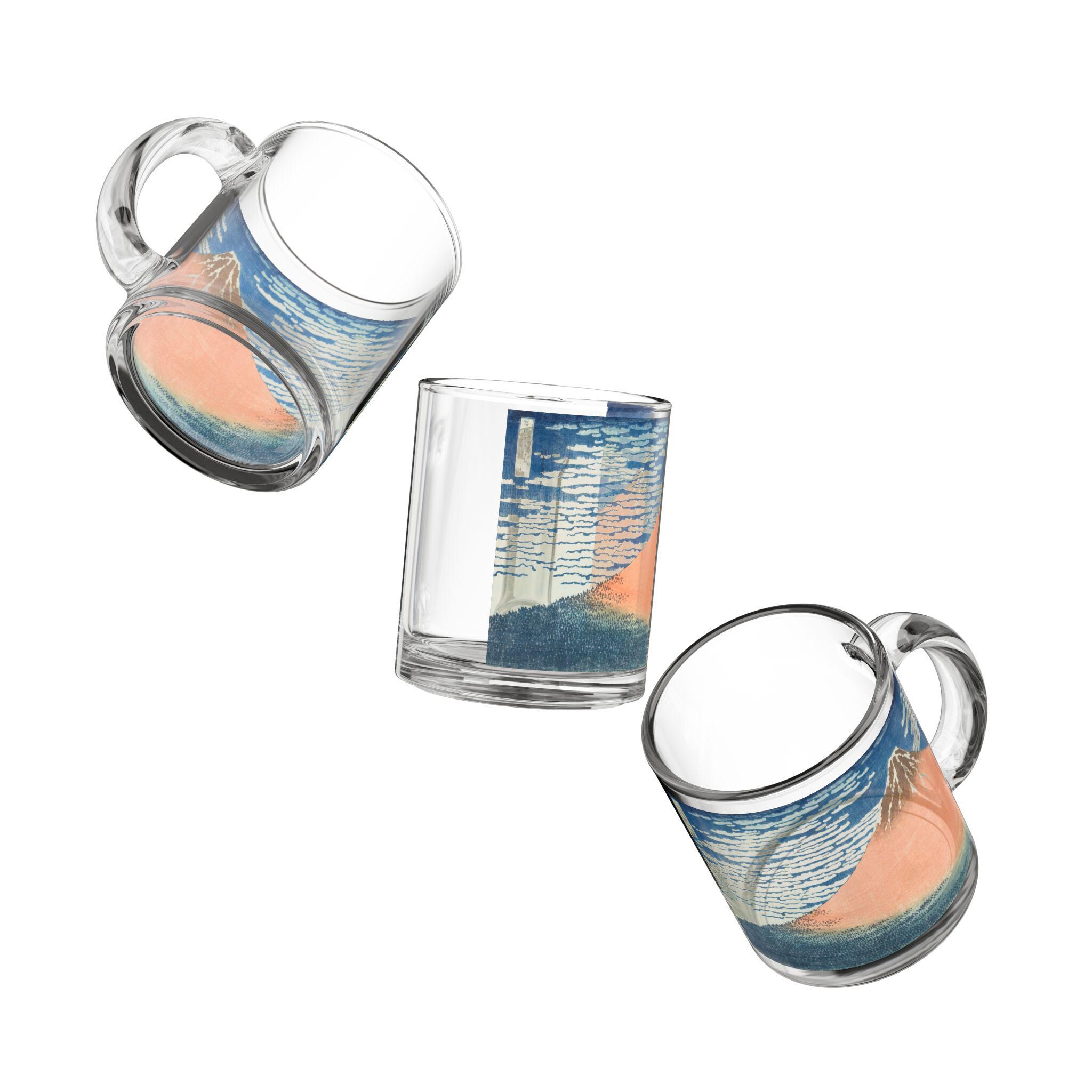 Red Fuji Glass Mug by Hokusai - Elegant 10oz Clear Art Mug Featuring Famous Ukiyo-e Mt. Fuji Print, Perfect for Coffee or Tea Moments - Detailed view 6 showing the premium acrylic print quality and craftsmanship