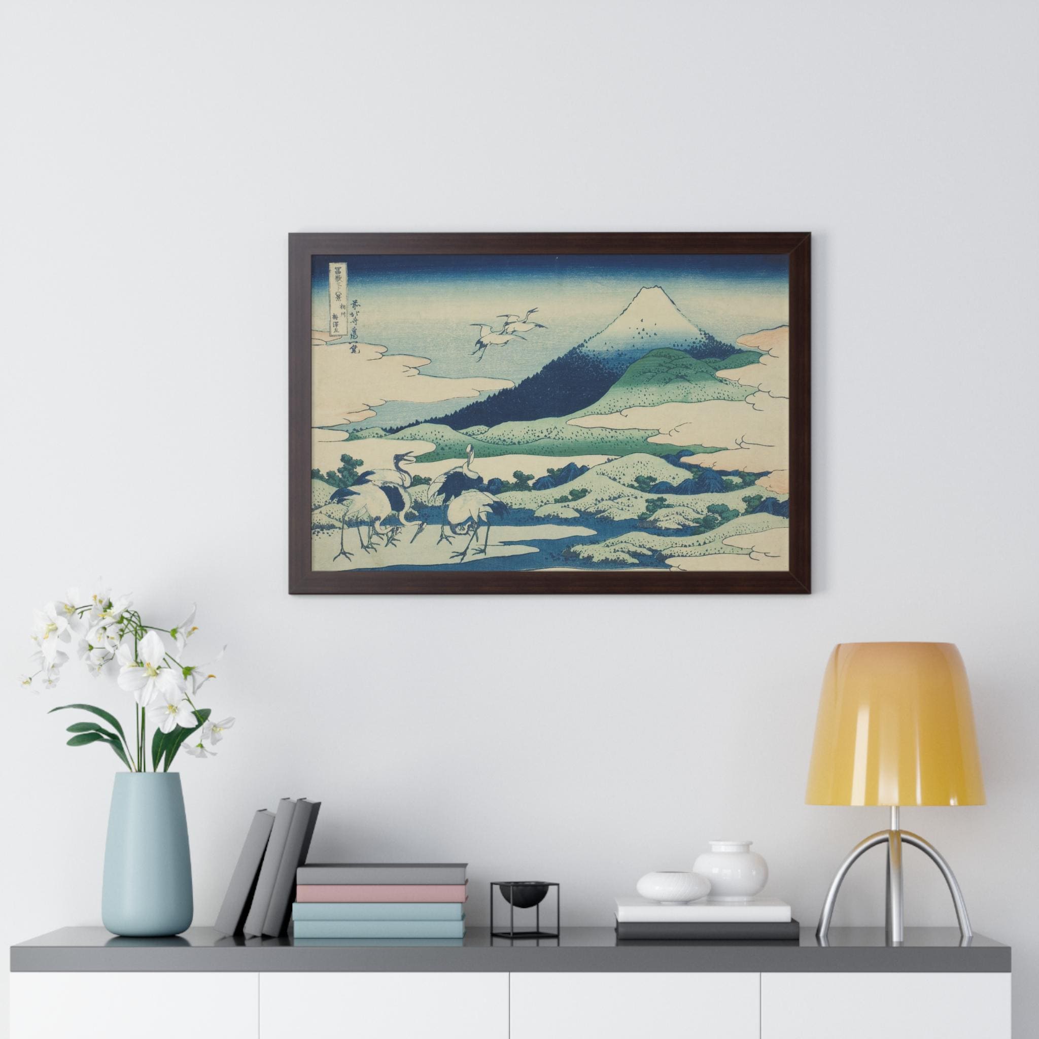 Katsushika Hokusai Framed Poster - Umezawa Marsh in Sagami Province | Japanese Art Print from Thirty-six Views of Mount Fuji - Detailed view 7 showing the premium acrylic print quality and craftsmanship
