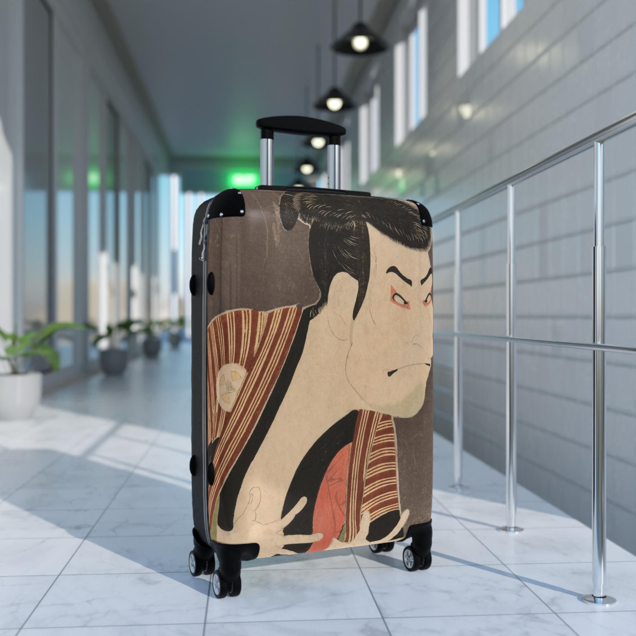 Otani Oniji III Ukiyo-e Suitcase - Toshusai Sharaku Japanese Kabuki Actor Carry-On - Edo Period Japan Art Print Luggage Gift - Detailed view 3 showing the premium acrylic print quality and craftsmanship