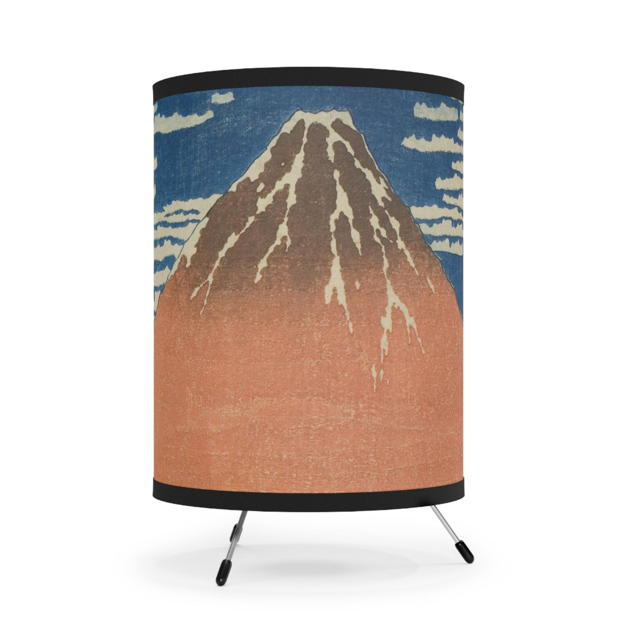 Red Fuji Tripod Lamp | Ukiyo-e Print by Hokusai | Iconic Japanese Light for Zen Japandi Interiors & Art Collectors - Detailed view 5 showing the premium acrylic print quality and craftsmanship