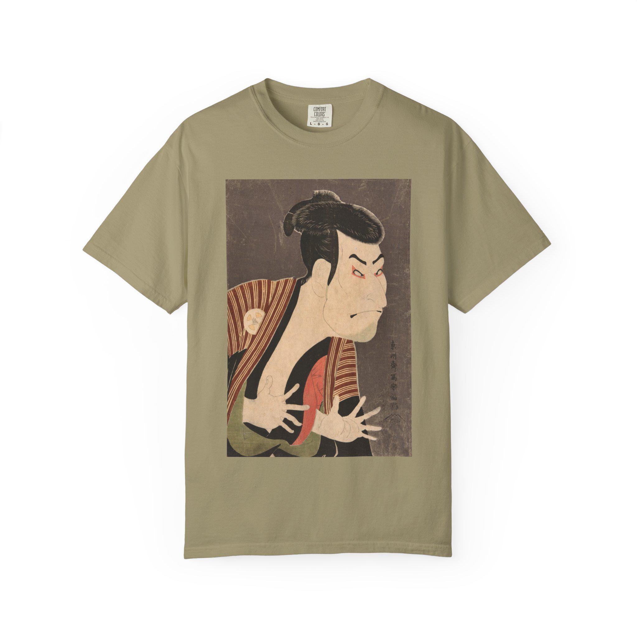 Theater Legend in Motion - Toshusai Sharaku's Otani Oniji III Actor Portrait T-shirt (1794, Japan) - Unisex Garment-Dyed Tee - Detailed view 4 showing the premium acrylic print quality and craftsmanship