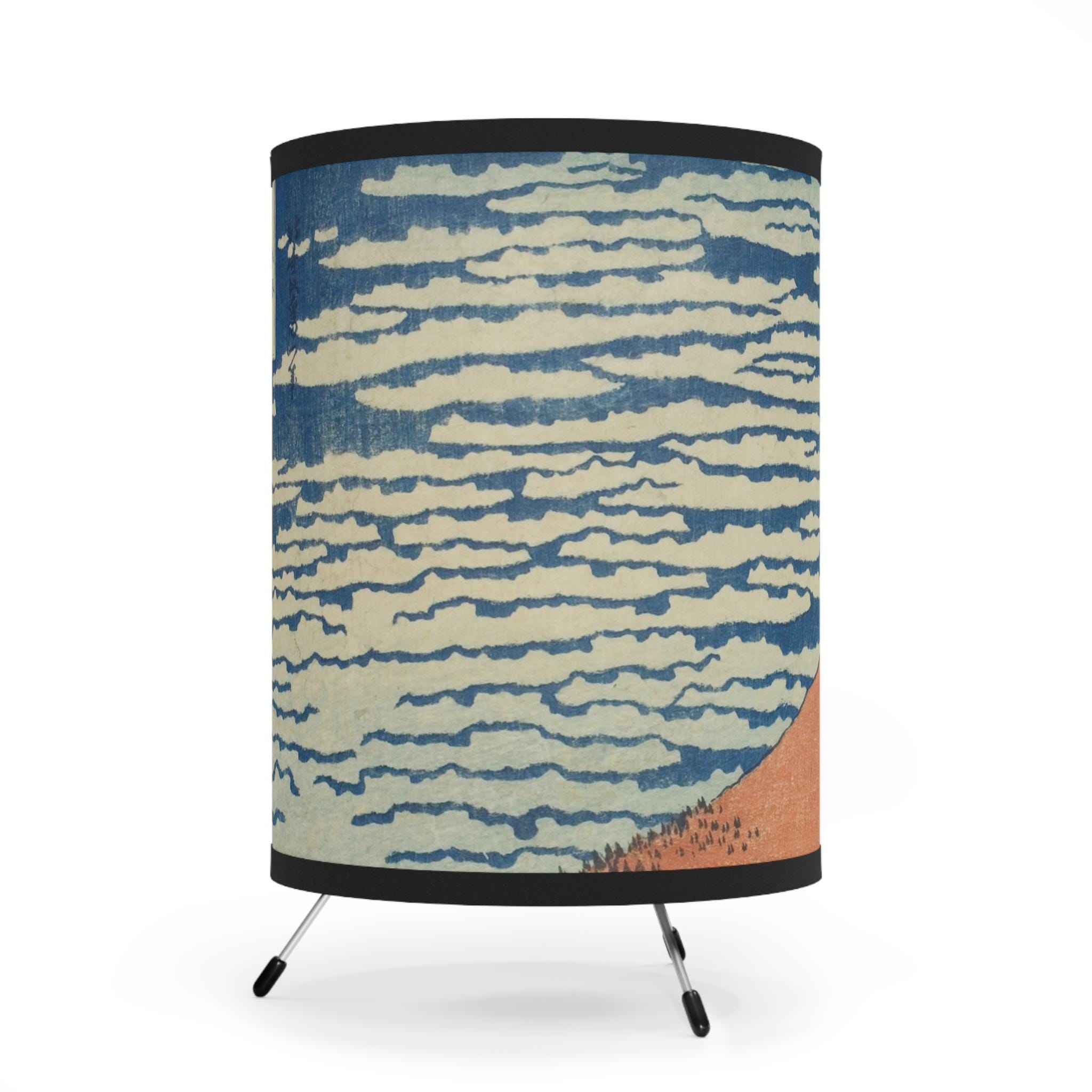 Red Fuji Tripod Lamp | Ukiyo-e Print by Hokusai | Iconic Japanese Light for Zen Japandi Interiors & Art Collectors - Detailed view 3 showing the premium acrylic print quality and craftsmanship