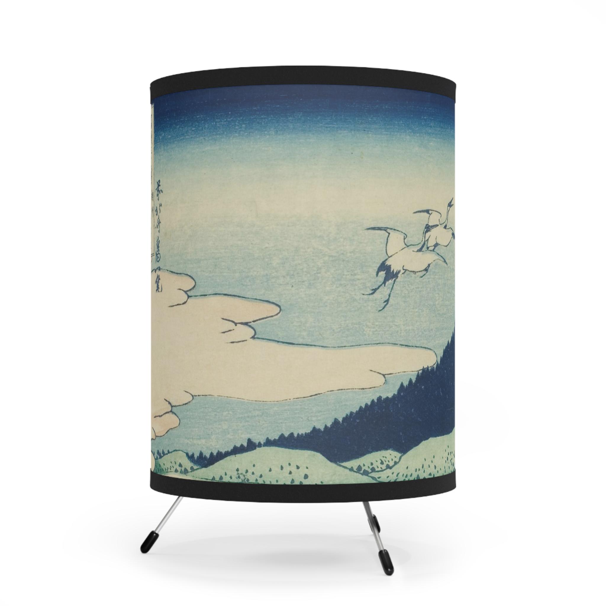 Umezawa Marsh Tripod Lamp - Japanese Ukiyo-e Light Featuring Katsushika Hokusai's Fuji Landscape for Japandi Zen Interiors & Cultural Gifts - Detailed view 3 showing the premium acrylic print quality and craftsmanship