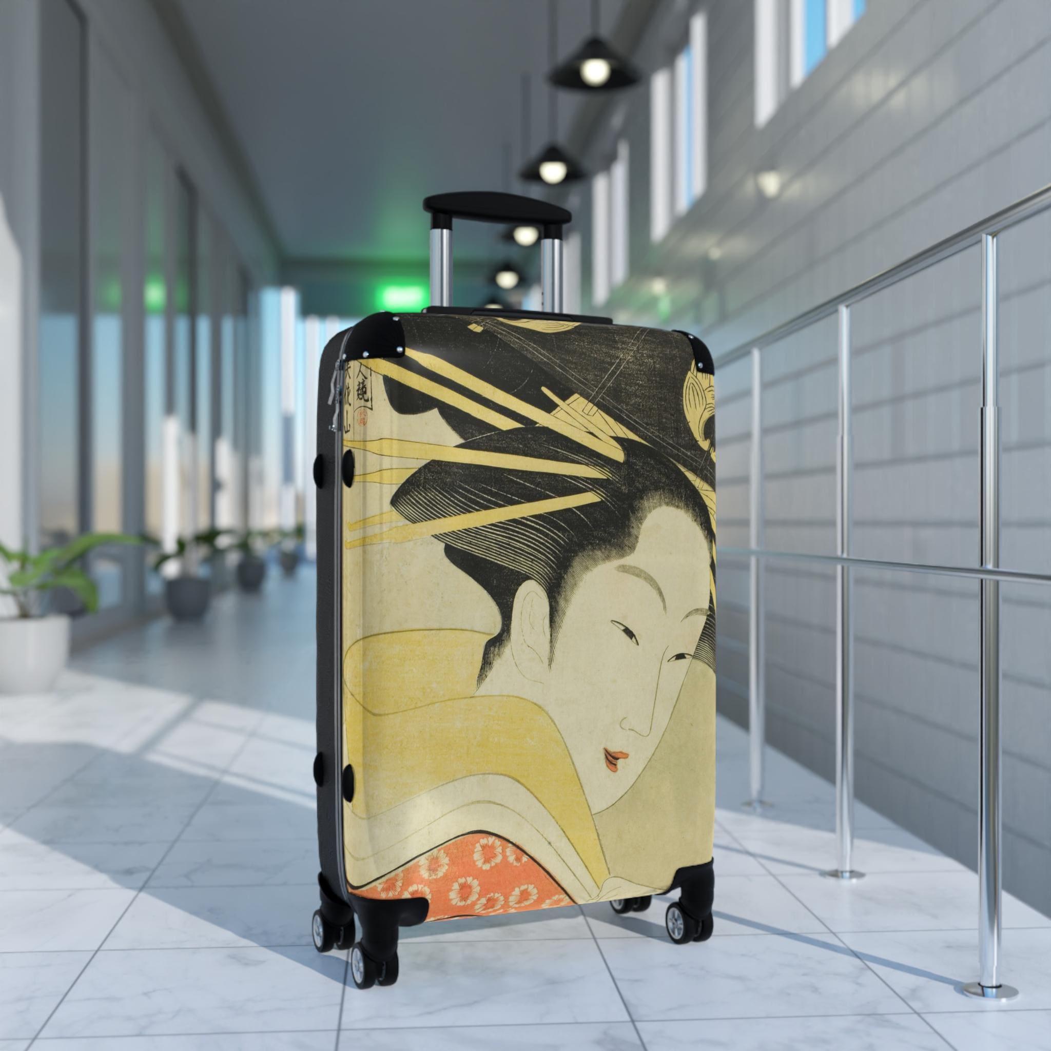 Misayama of the Chojiya Suitcase - Chokosai Eisho Japanese Ukiyo-e Bijin-ga Art Carry-On - Edo Geisha Courtesan Print Luggage Gift - Detailed view 3 showing the premium acrylic print quality and craftsmanship