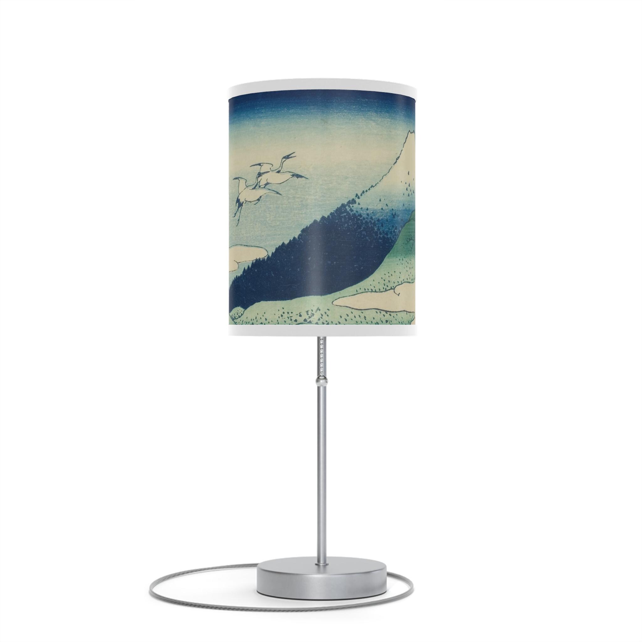 Hokusai Art Table Lamp - Katsushika Hokusai Japanese Woodblock Art - Ukiyo-e Mount Fuji Print Light for Zen Japandi Interior Home Decor - Detailed view 2 showing the premium acrylic print quality and craftsmanship