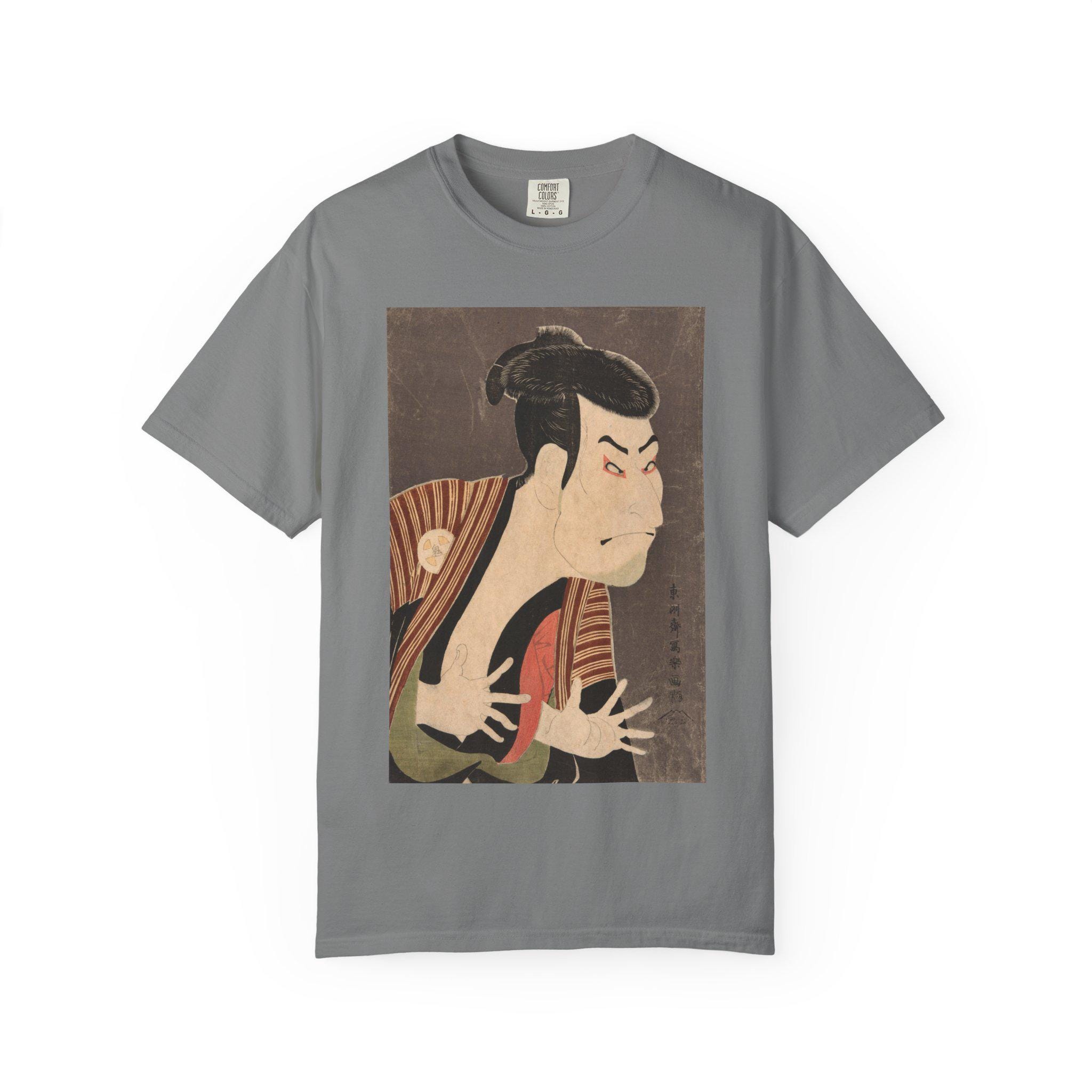 Theater Legend in Motion - Toshusai Sharaku's Otani Oniji III Actor Portrait T-shirt (1794, Japan) - Unisex Garment-Dyed Tee - Detailed view 5 showing the premium acrylic print quality and craftsmanship