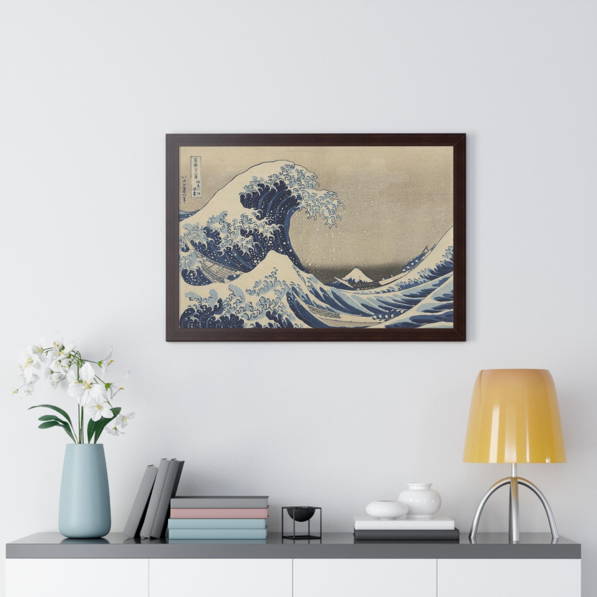 The Great Wave by Katsushika Hokusai - Framed Horizontal Poster Wall Art (1830-33) - Detailed view 7 showing the premium acrylic print quality and craftsmanship