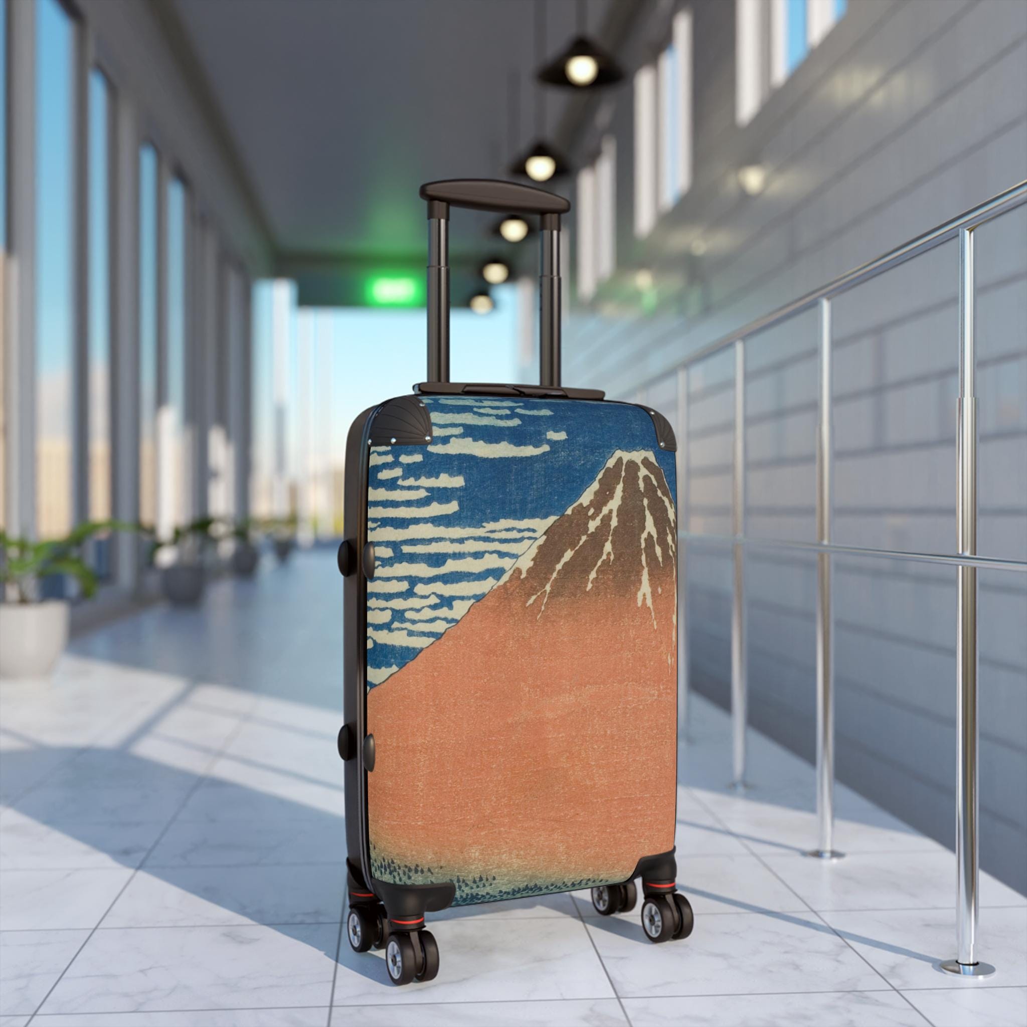 Red Fuji Suitcase - Katsushika Hokusai Japanese Ukiyo-e Art Carry-On - Mount Fuji Edo Japan Print Luggage Gift - Detailed view 4 showing the premium acrylic print quality and craftsmanship